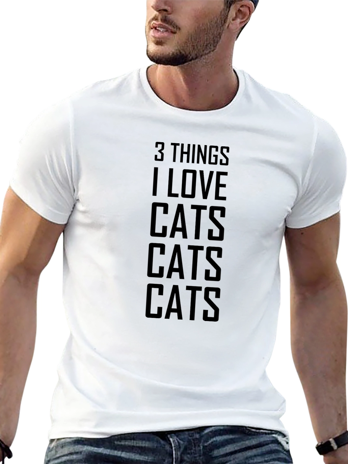 3 Things I Love Cats Graphic Tee - Black