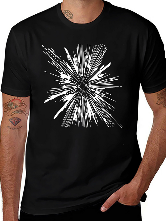 Abstract Burst Graphic Tee - Black Cotton