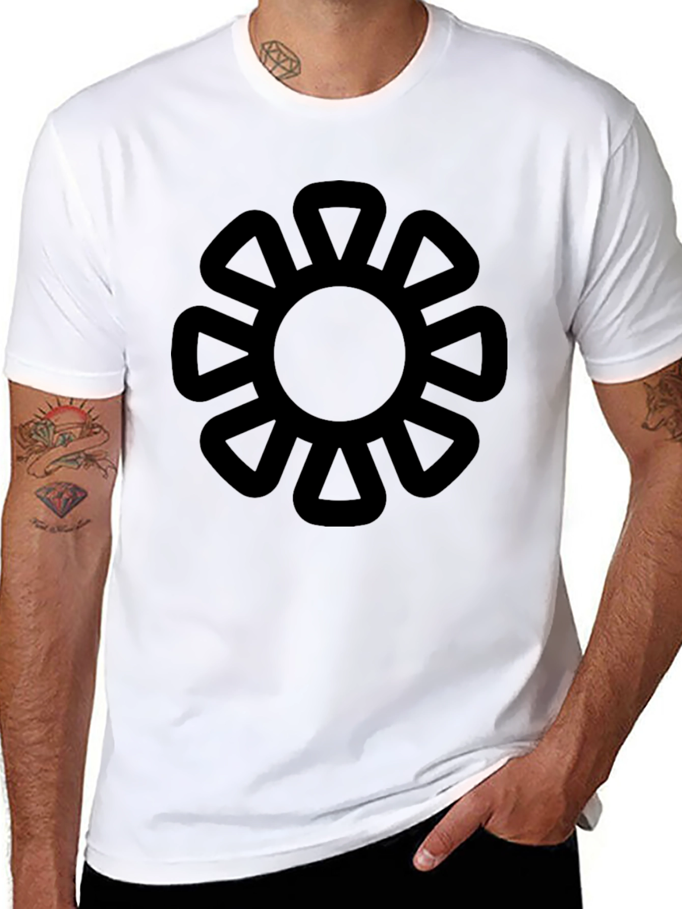 Adinkra Symbol Graphic Tee - Black Cotton T-Shirt