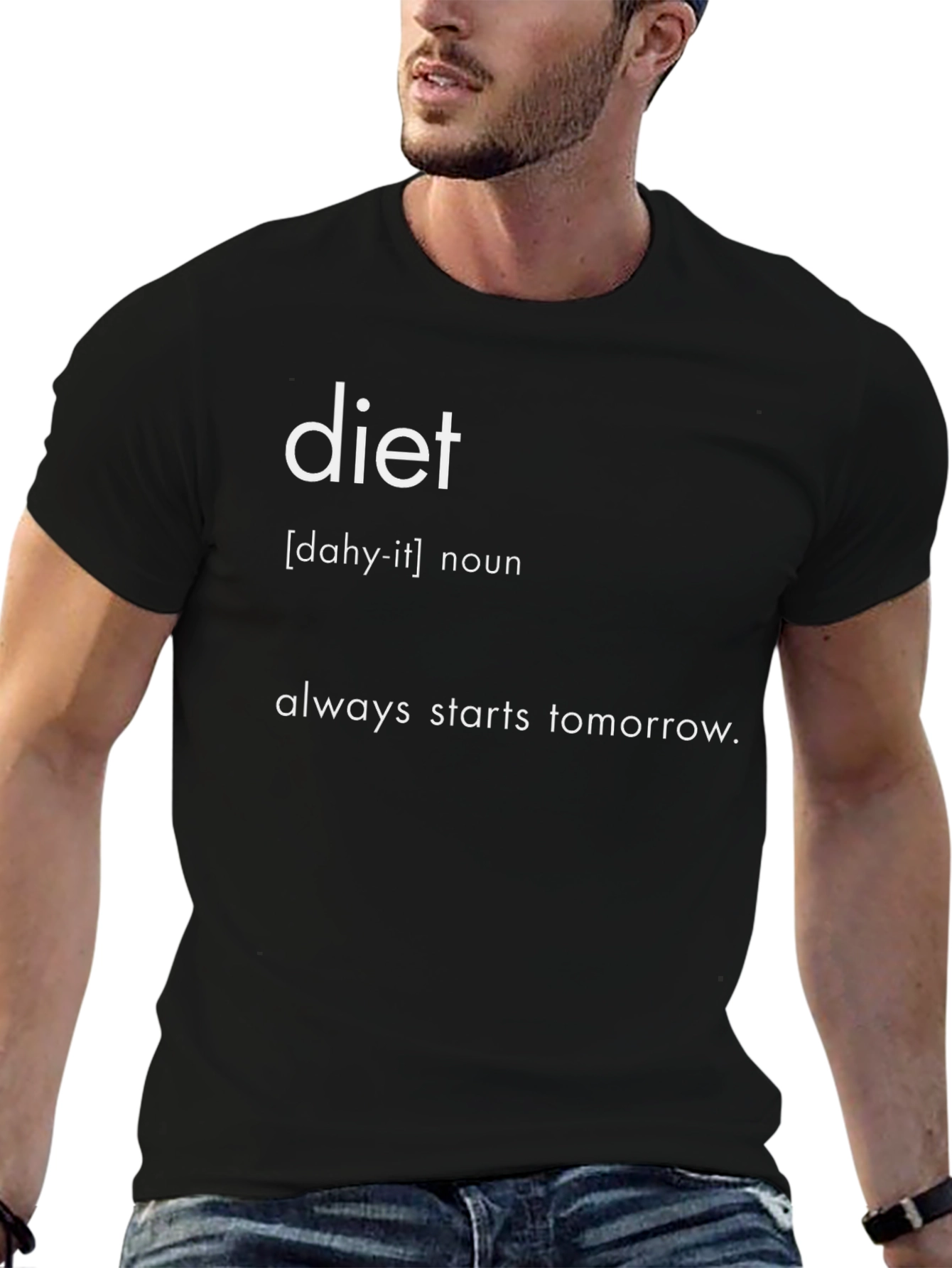 Diet Starts Tomorrow Black T-Shirt Funny Definition