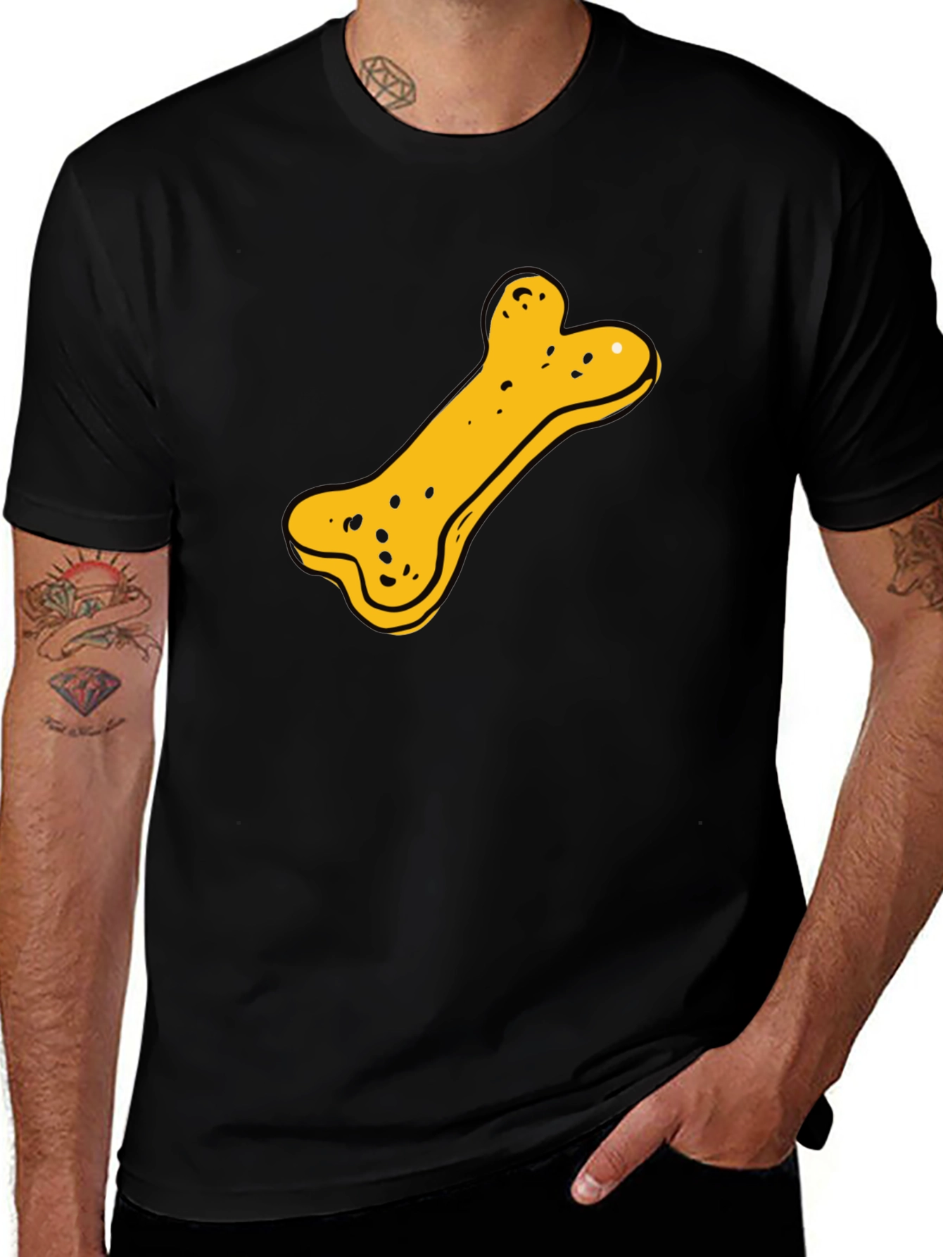 Dog Bone Graphic T-Shirt - Black