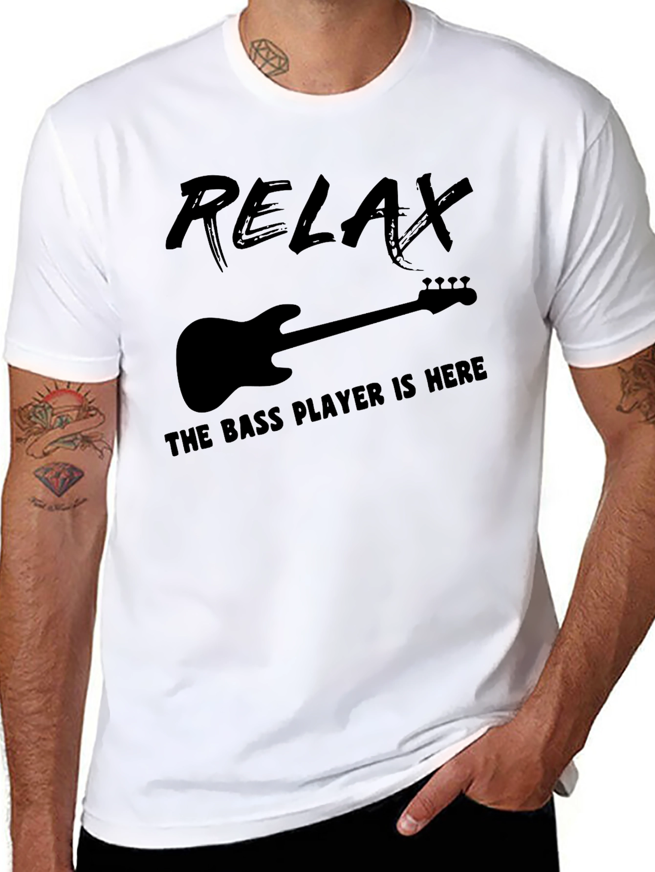 Relax Bass Player T-Shirt - Black Graphic Tee
