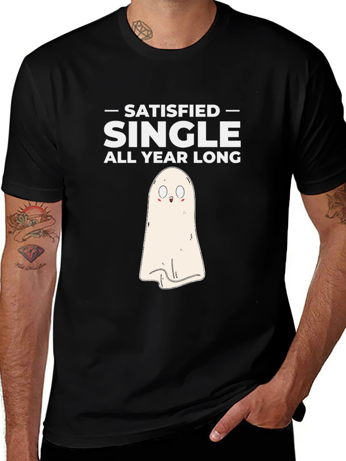 Satisfied Single Ghost T-Shirt - Halloween Costume