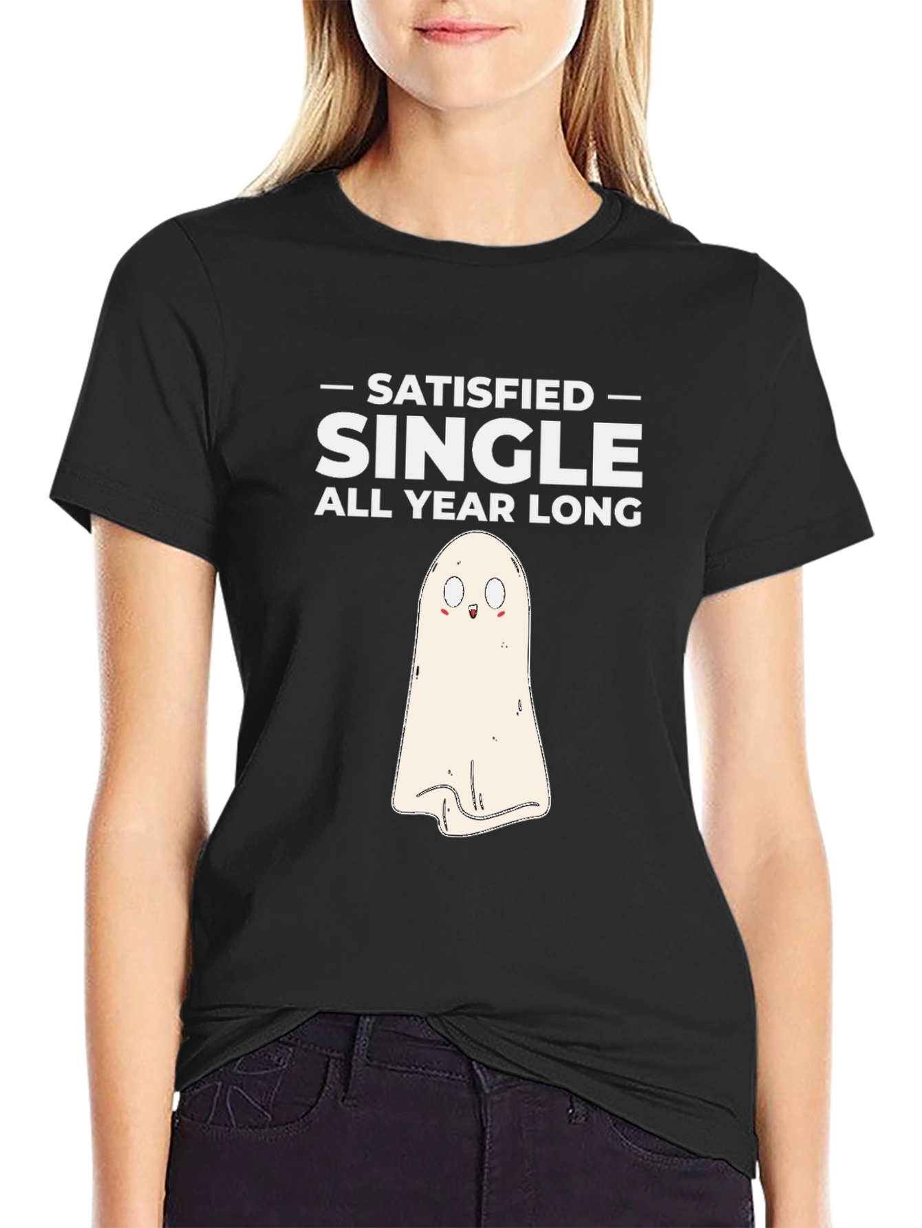 Satisfied Single Ghost T-Shirt - Halloween Costume