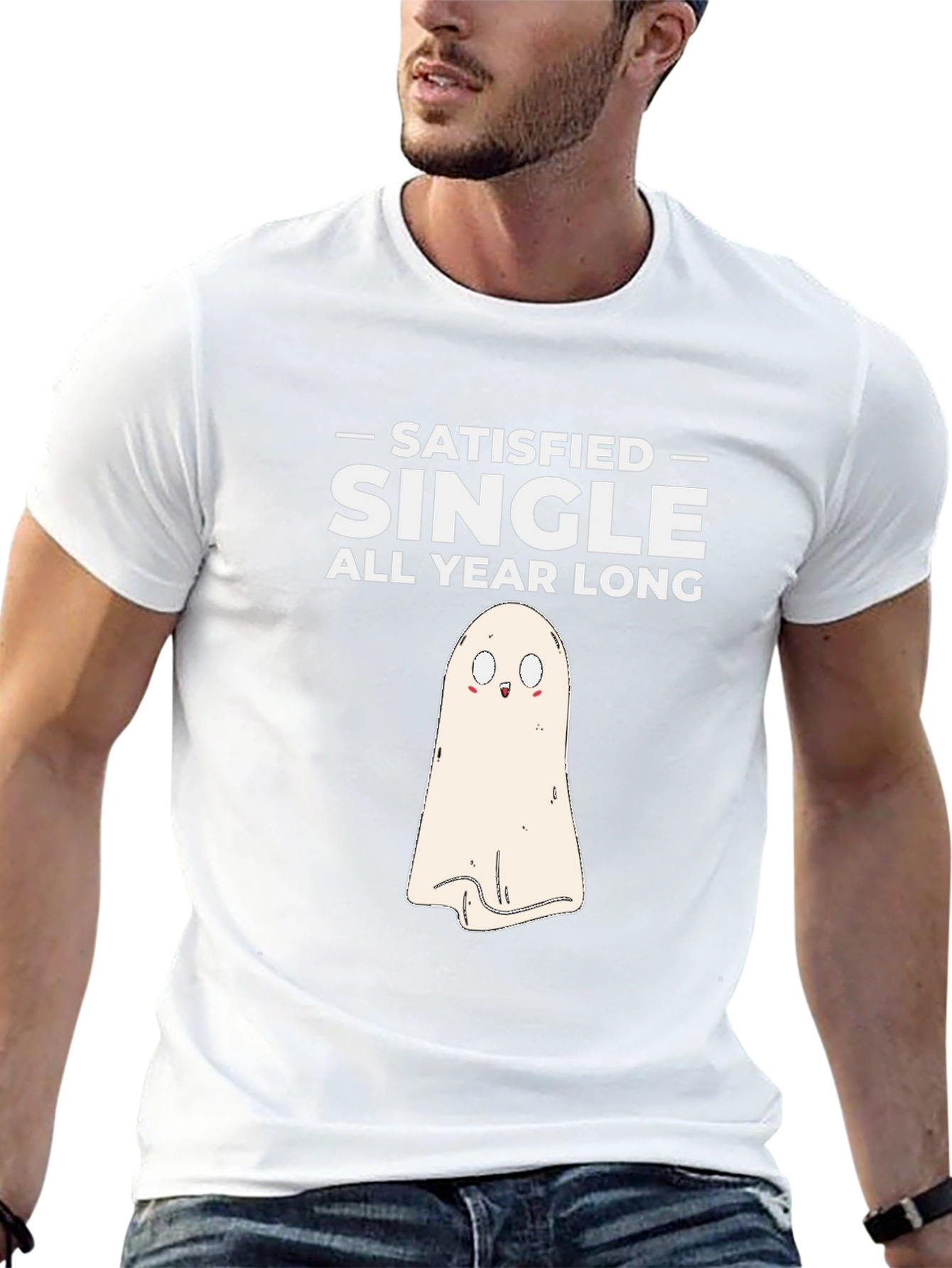 Satisfied Single Ghost T-Shirt - Halloween Costume