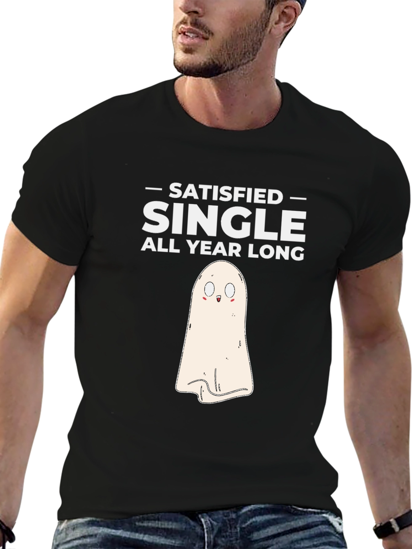 Satisfied Single Ghost T-Shirt - Halloween Costume