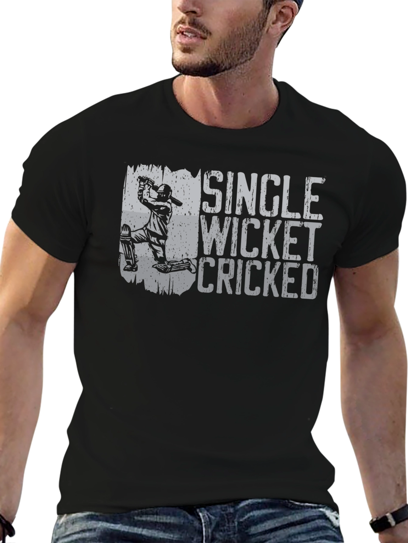 Single Wicket Cricket T-Shirt - Sporty Graphic Tee
