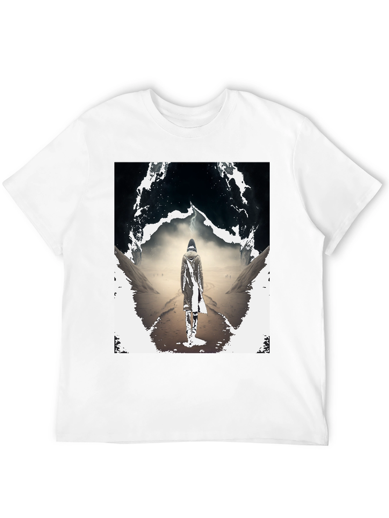 Mystical Wanderer Graphic Tee - Black Cotton Blend