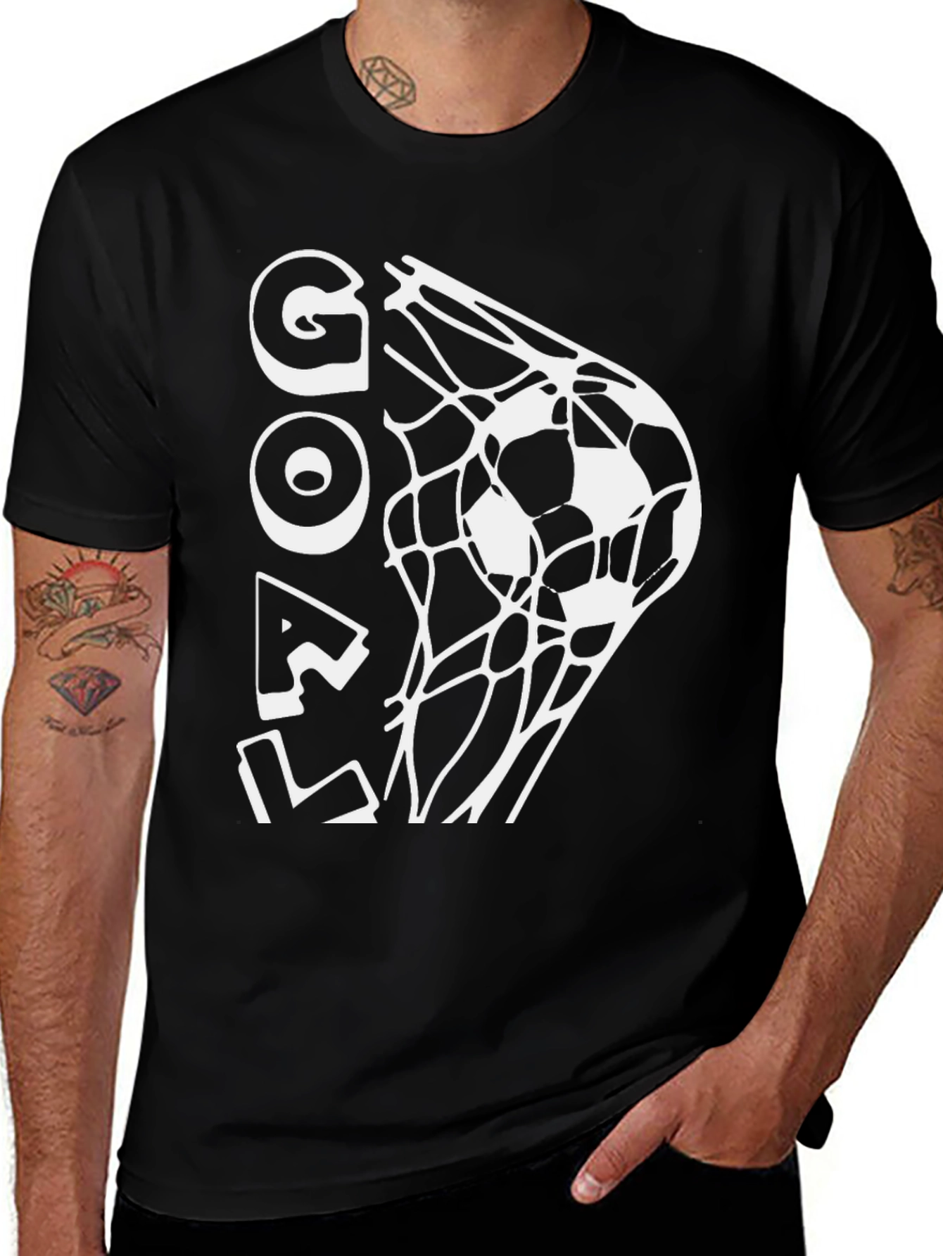Goal Soccer T-Shirt - Black Graphic Tee
