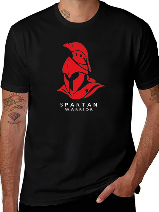Spartan Warrior Graphic T-Shirt - Black Cotton Tee