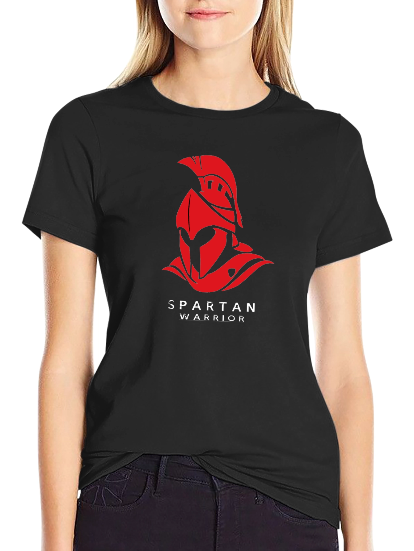 Spartan Warrior Graphic T-Shirt - Black Cotton Tee