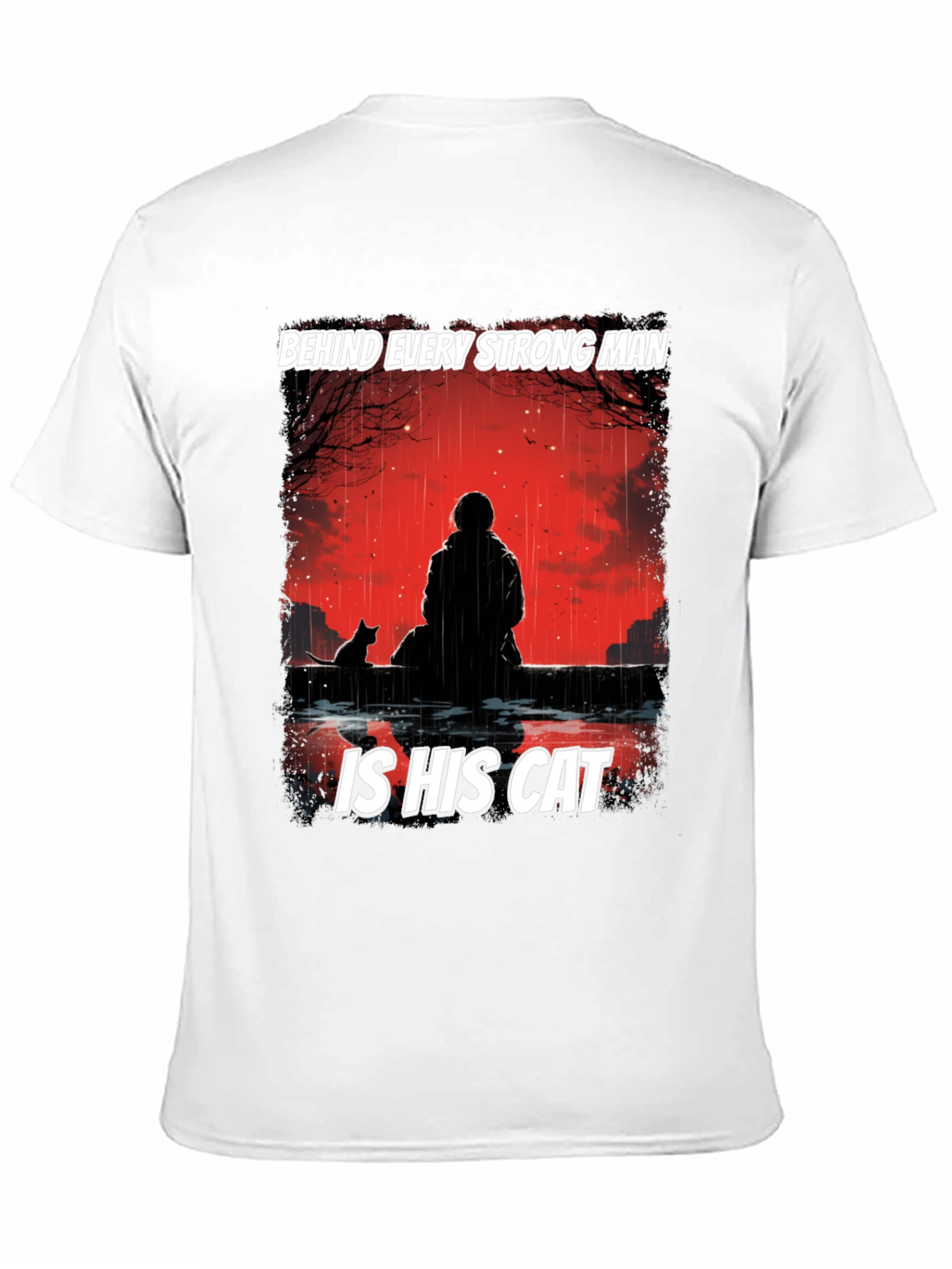 Strong Man & Cat Graphic T-Shirt