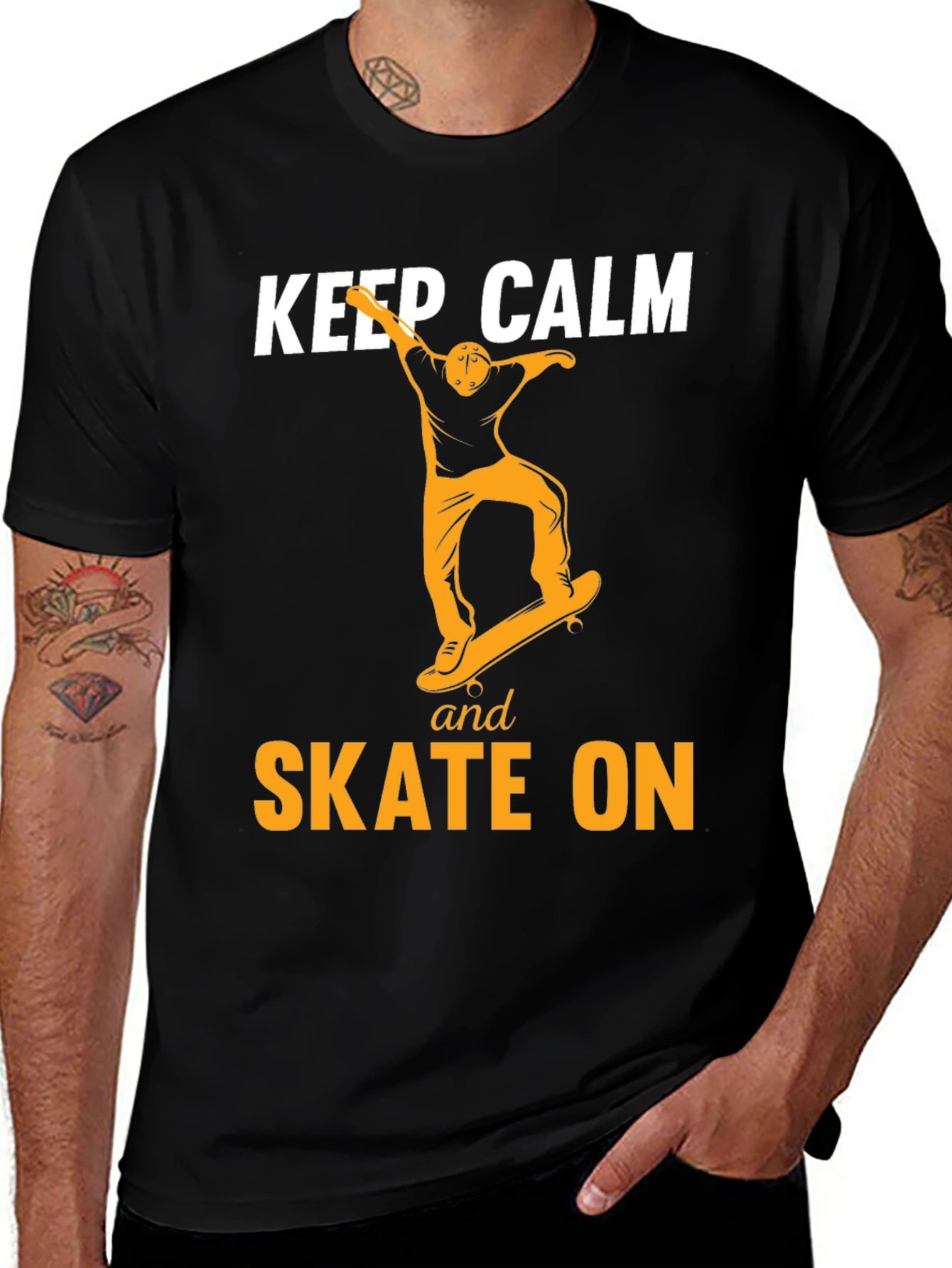 Keep Calm and Skate On Black T-Shirt