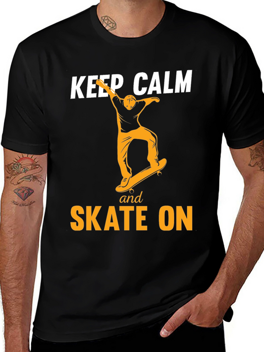 Keep Calm and Skate On Black T-Shirt