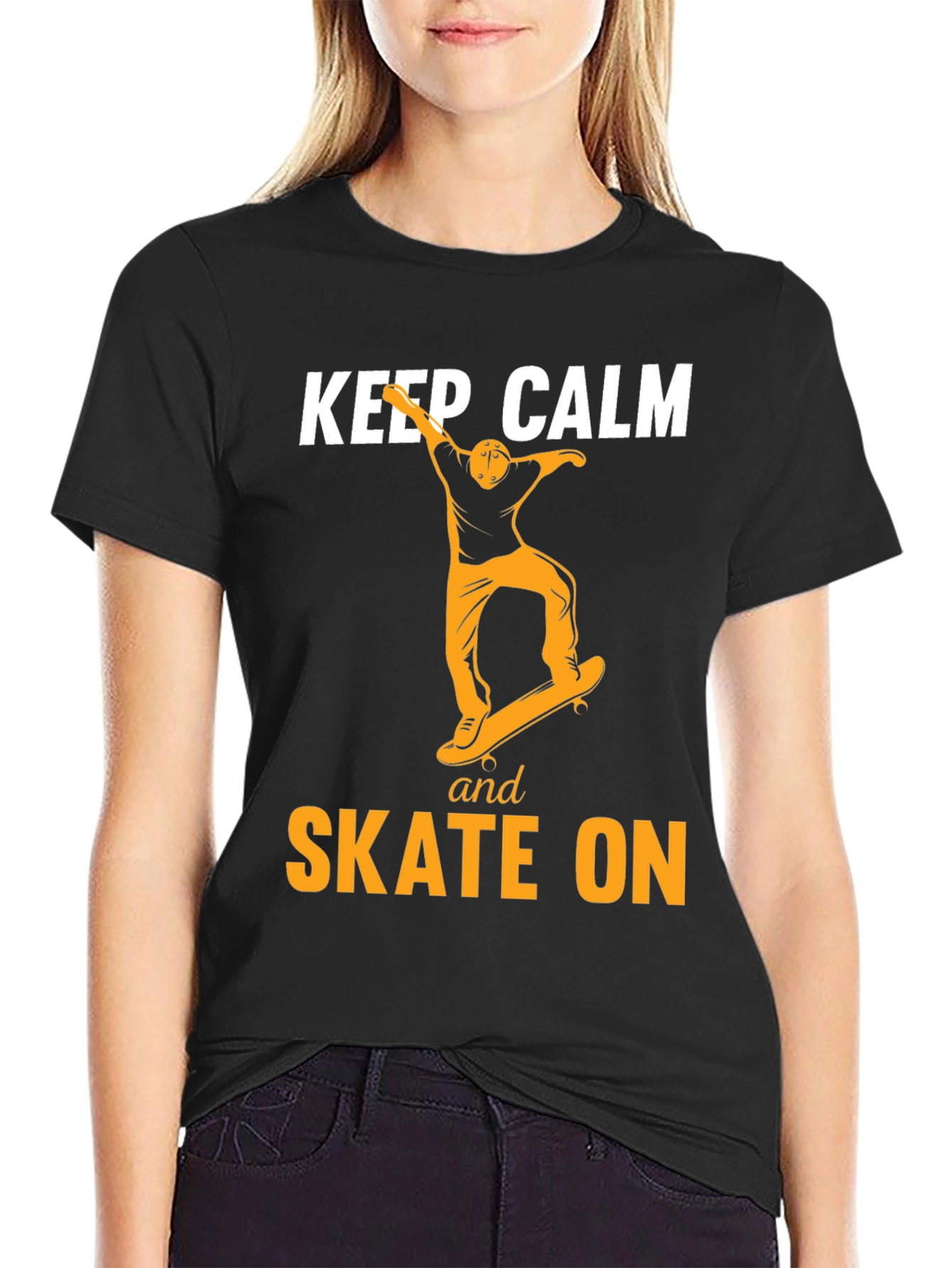 Keep Calm and Skate On Black T-Shirt