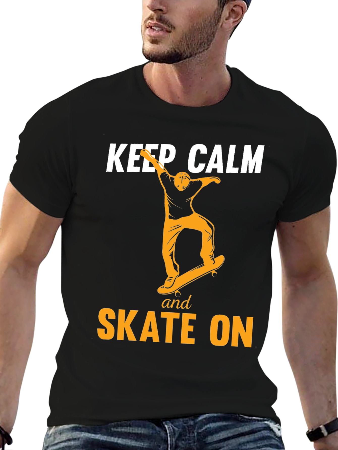 Keep Calm and Skate On Black T-Shirt