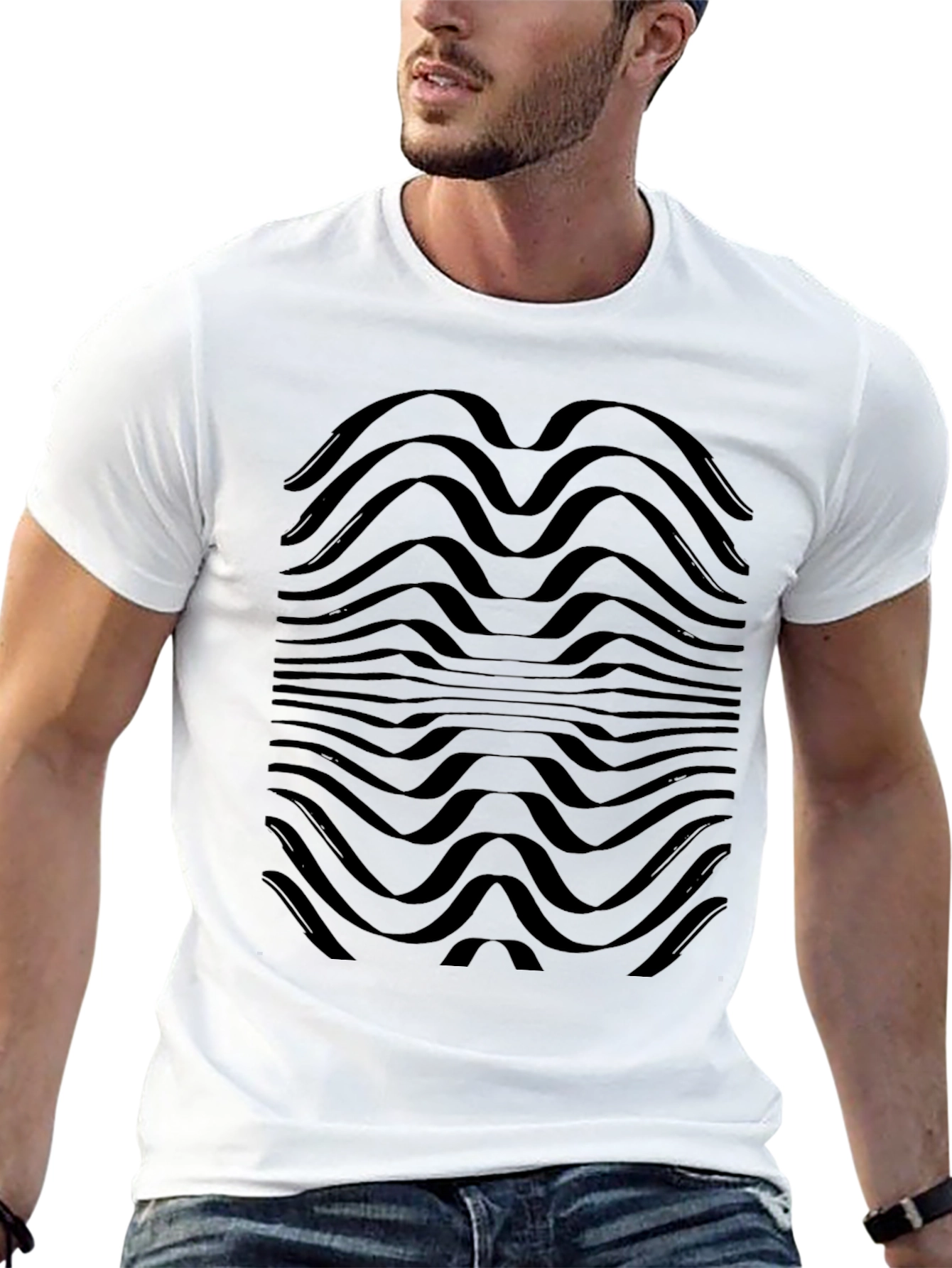 Abstract Wave Pattern T-Shirt - Modern Graphic Tee