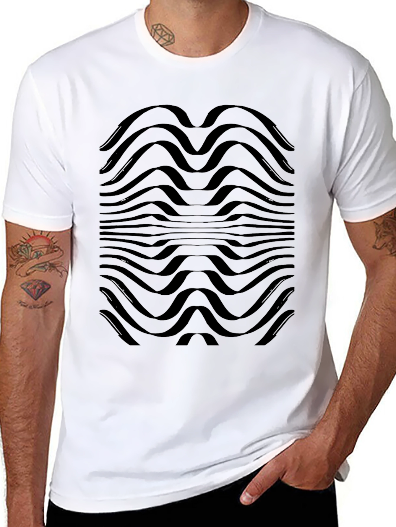 Abstract Wave Pattern T-Shirt - Modern Graphic Tee