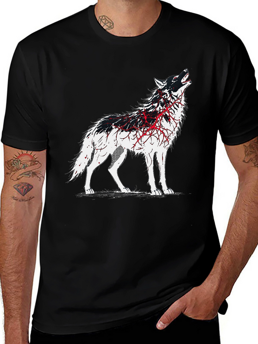 Wolf Graphic Print T-Shirt - Black