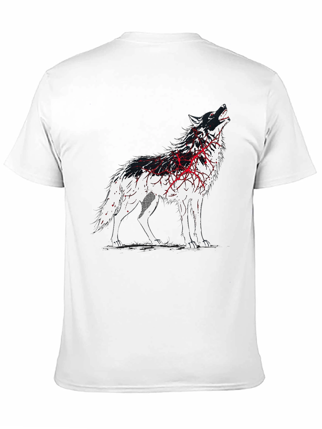 Wolf Graphic Print T-Shirt - Black