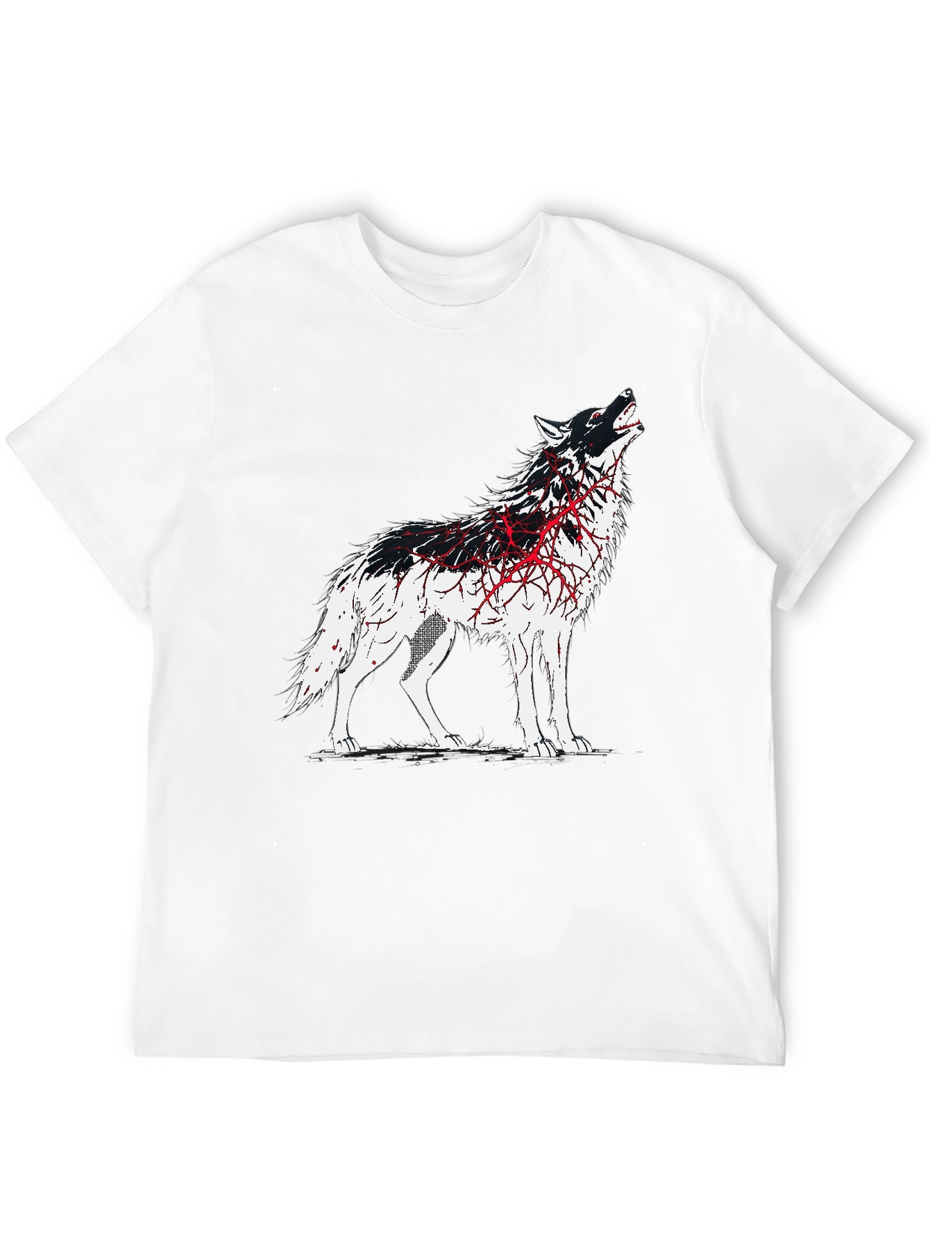 Wolf Graphic Print T-Shirt - Black