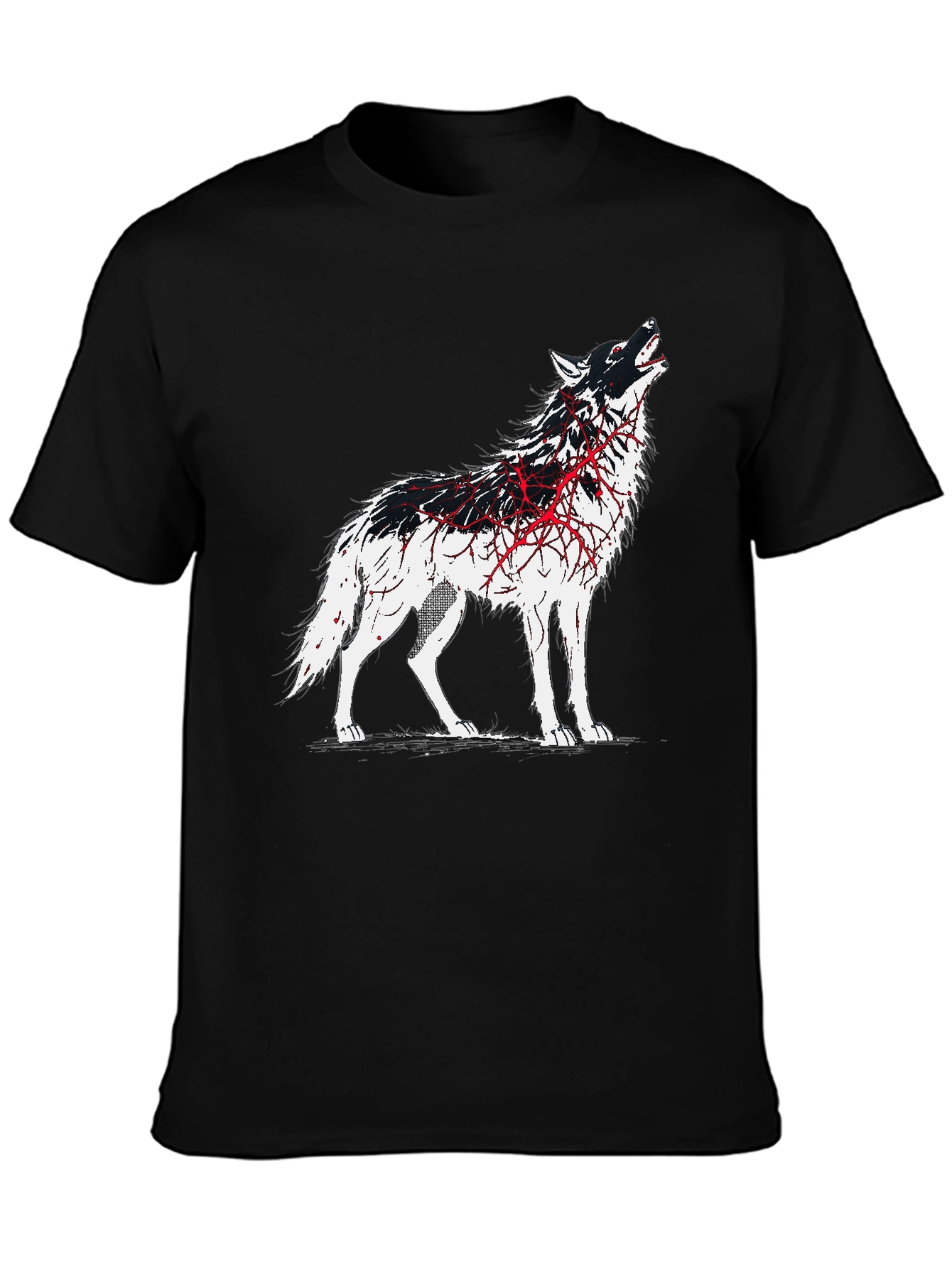 Wolf Graphic Print T-Shirt - Black