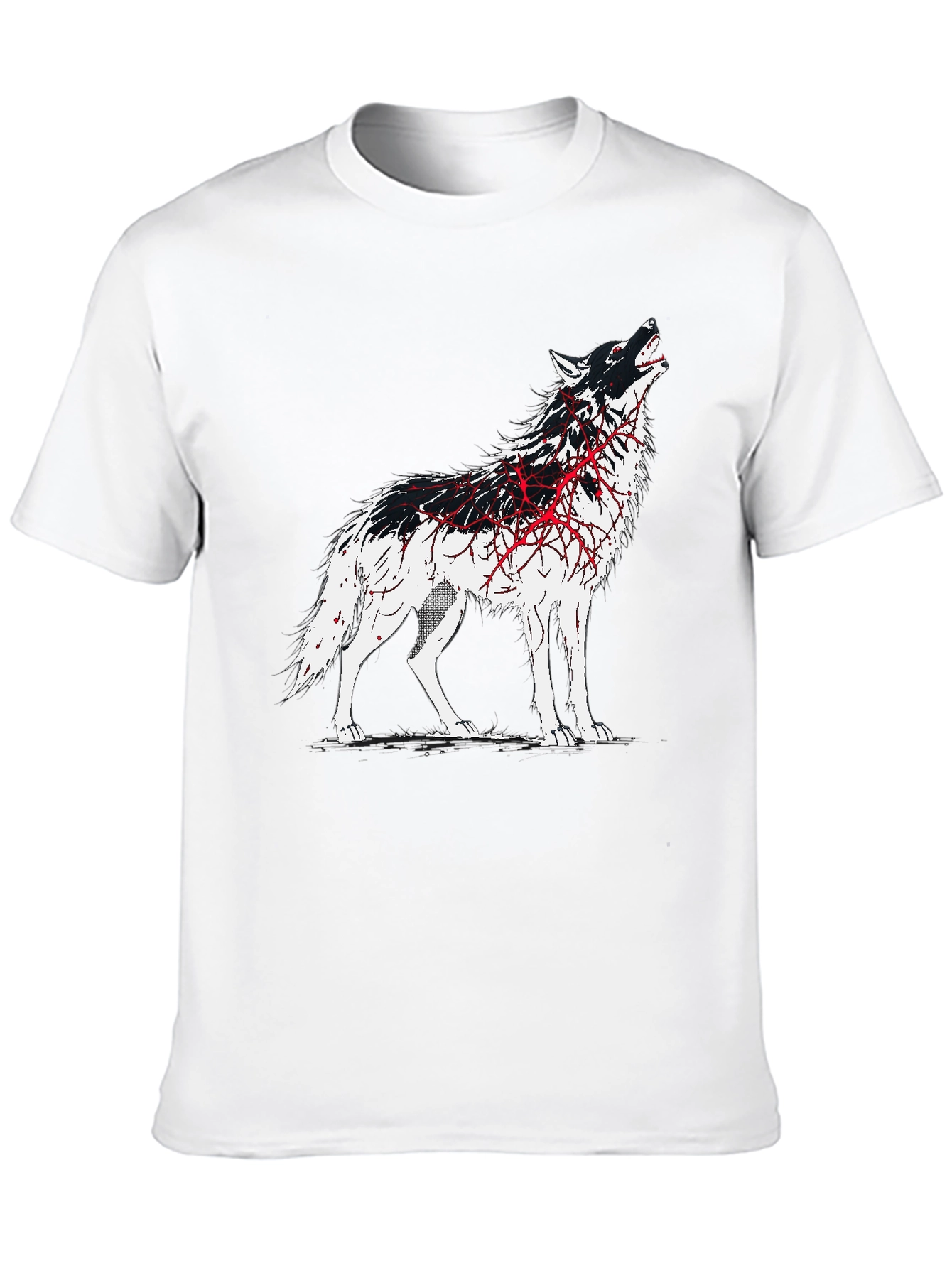 Wolf Graphic Print T-Shirt - Black