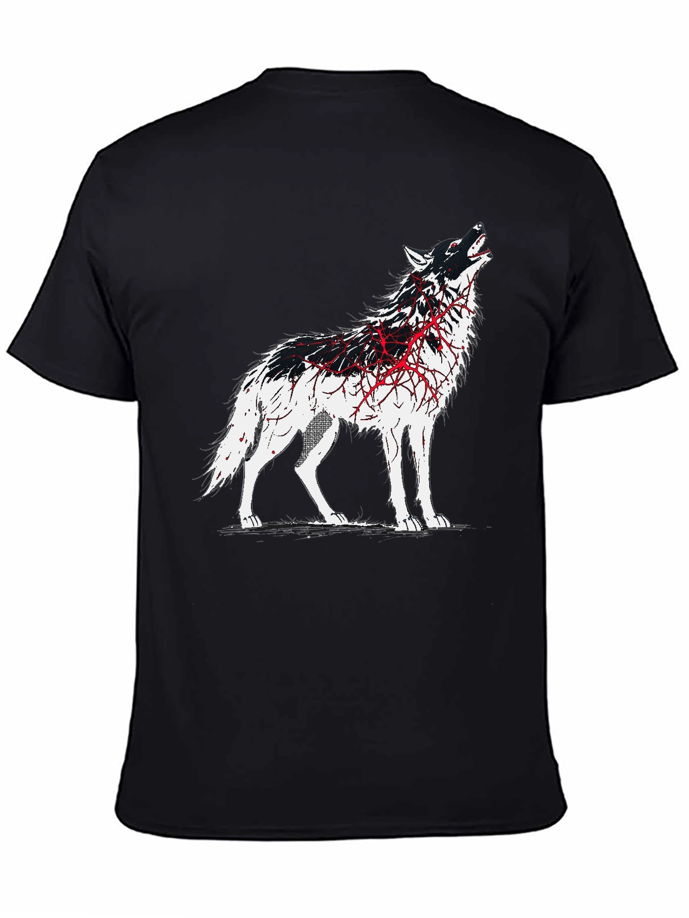 Wolf Graphic Print T-Shirt - Black