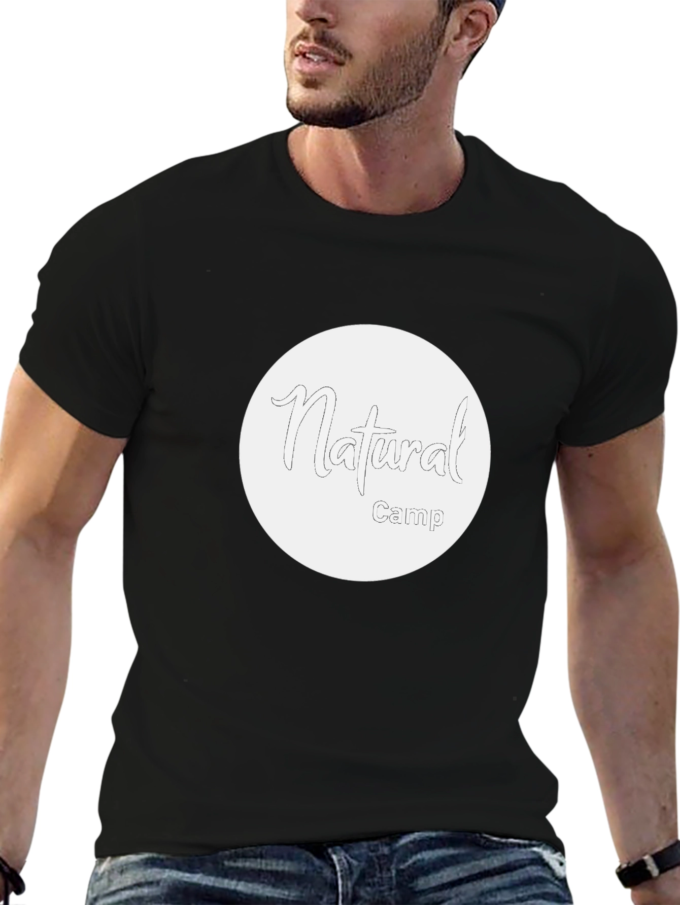 Natural Camp Graphic Tee - Black Cotton T-Shirt