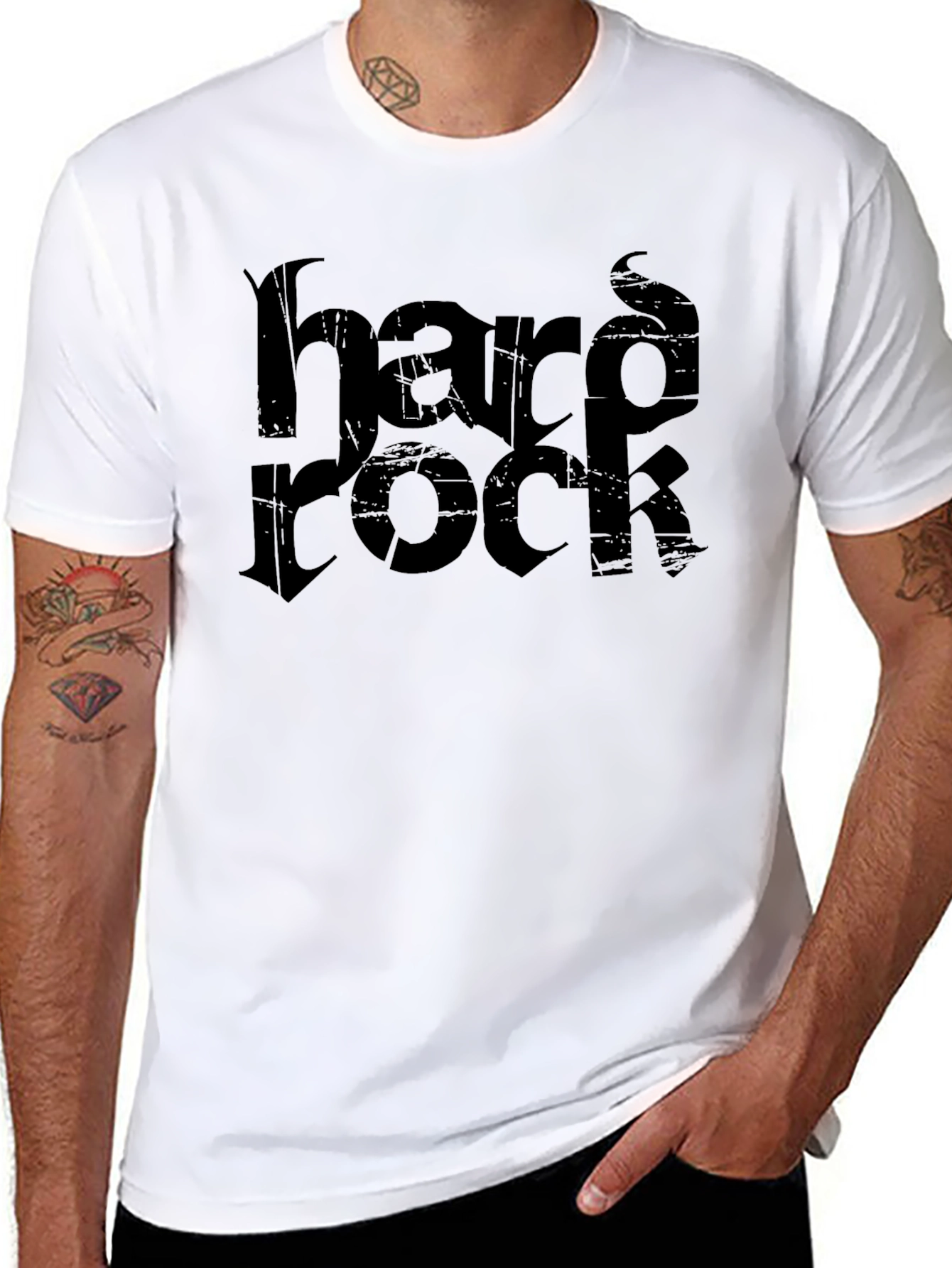 Hard Rock Distressed Print Black T-Shirt