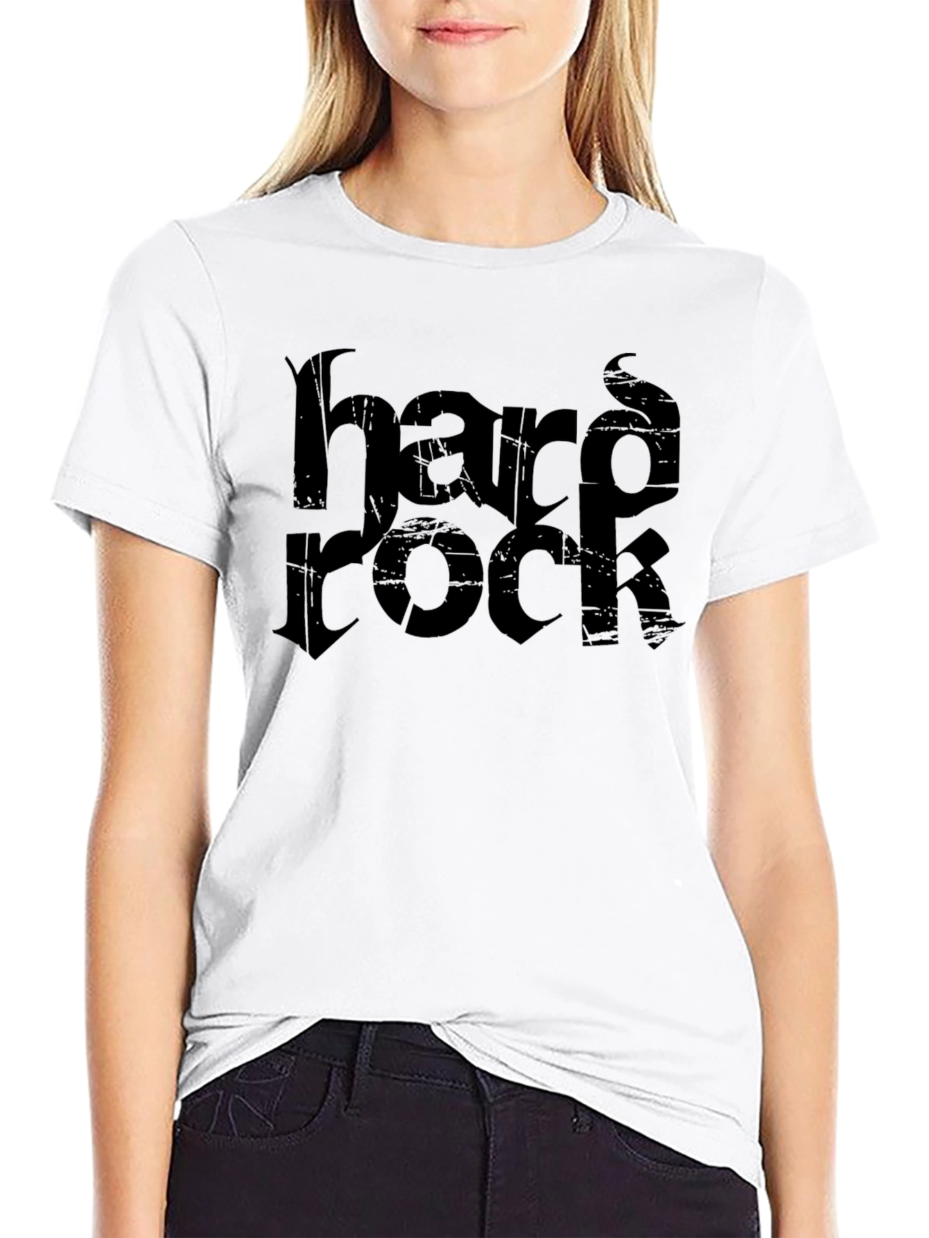 Hard Rock Distressed Print Black T-Shirt