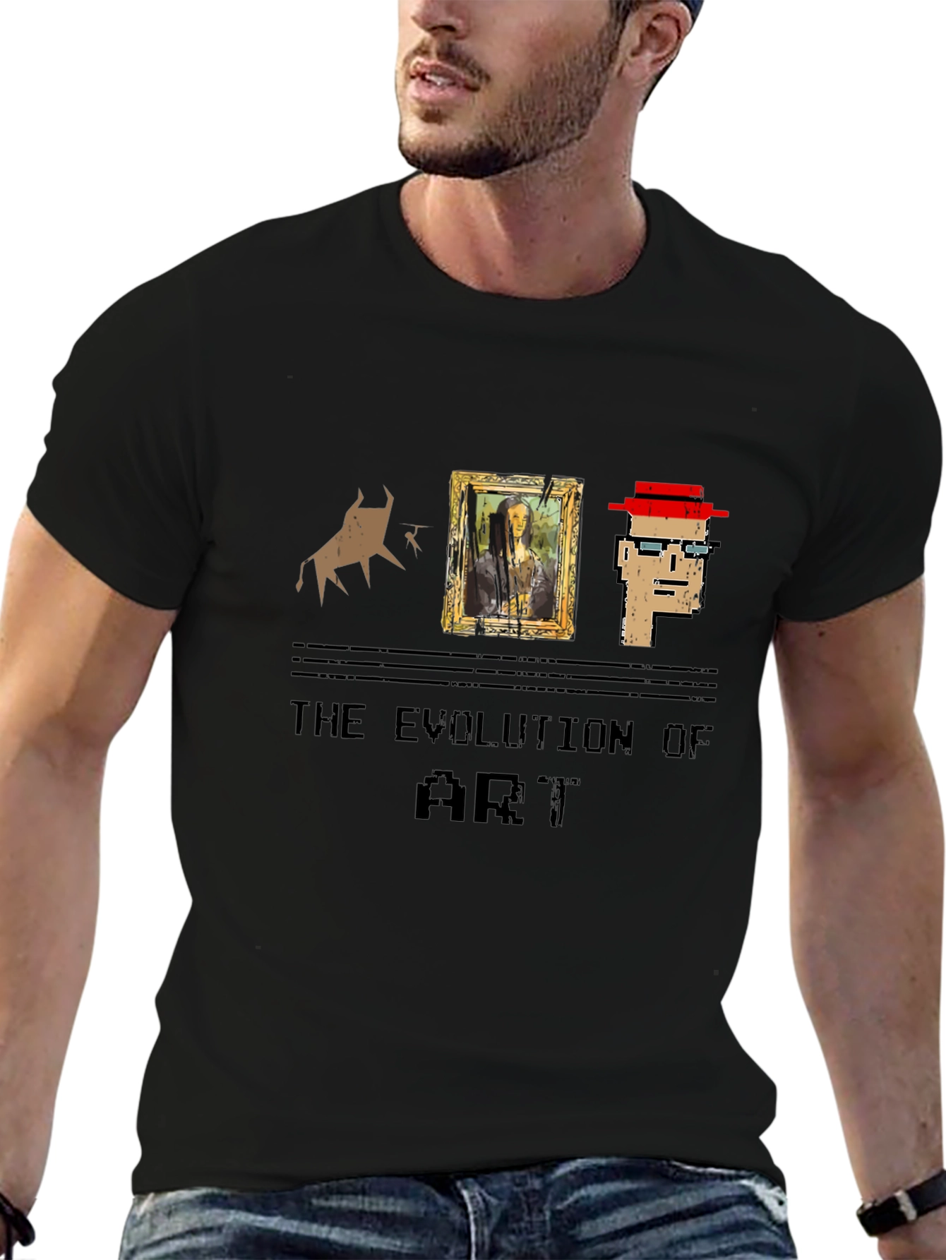 Evolution of Art Graphic Print Tee - Black