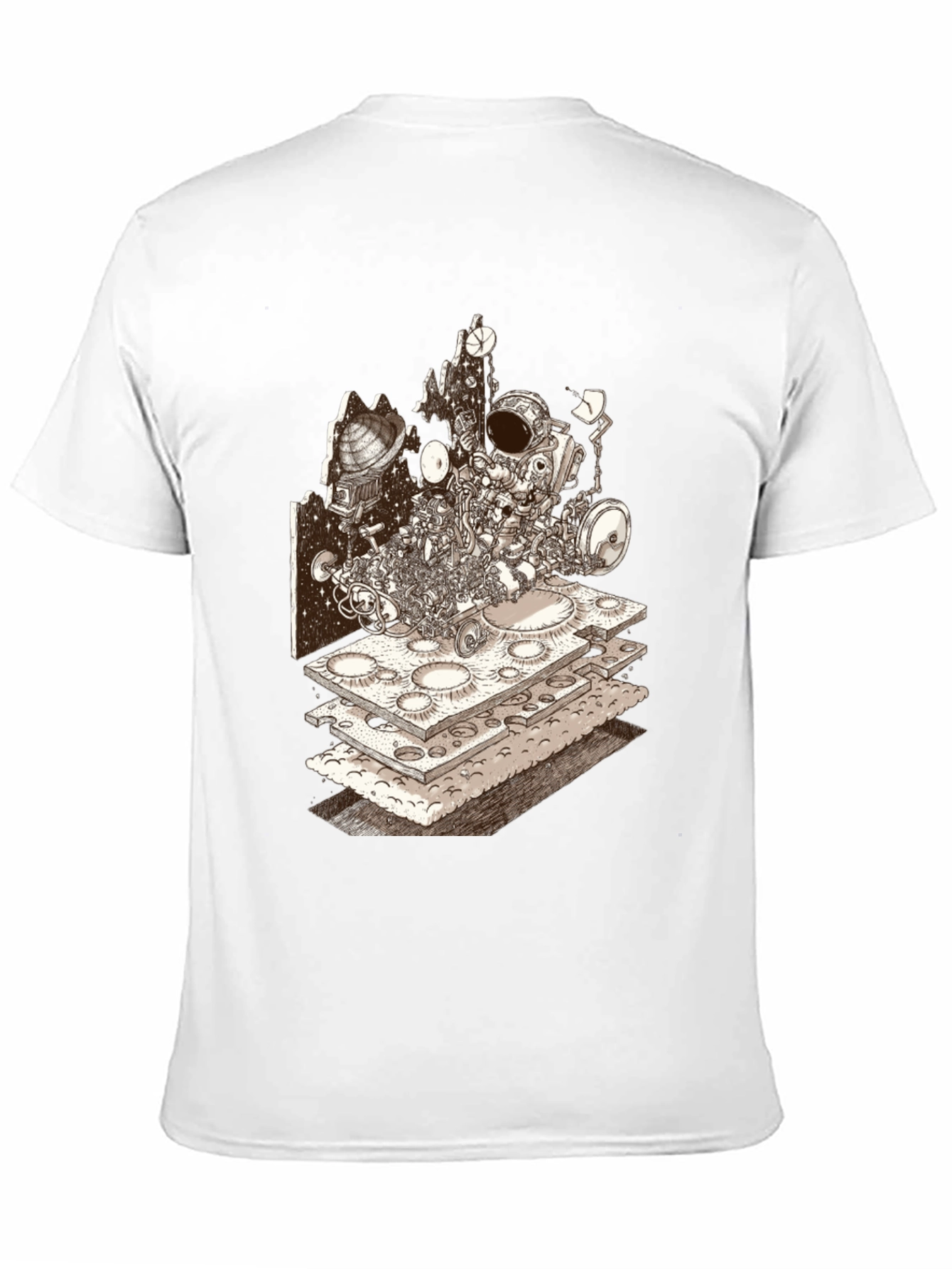 Astronaut Moon Layer T-Shirt - Sci-Fi Graphic Tee