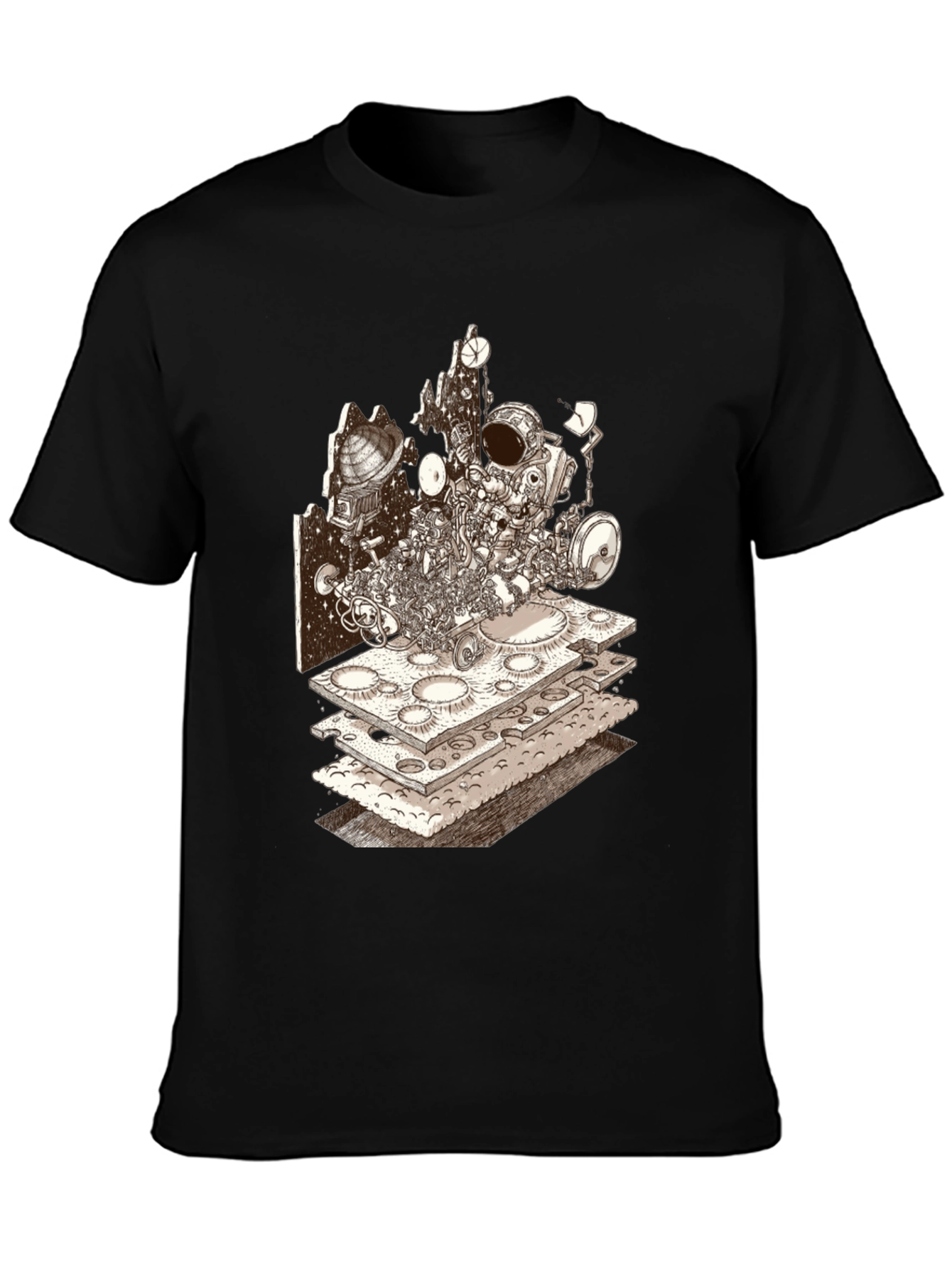 Astronaut Moon Layer T-Shirt - Sci-Fi Graphic Tee