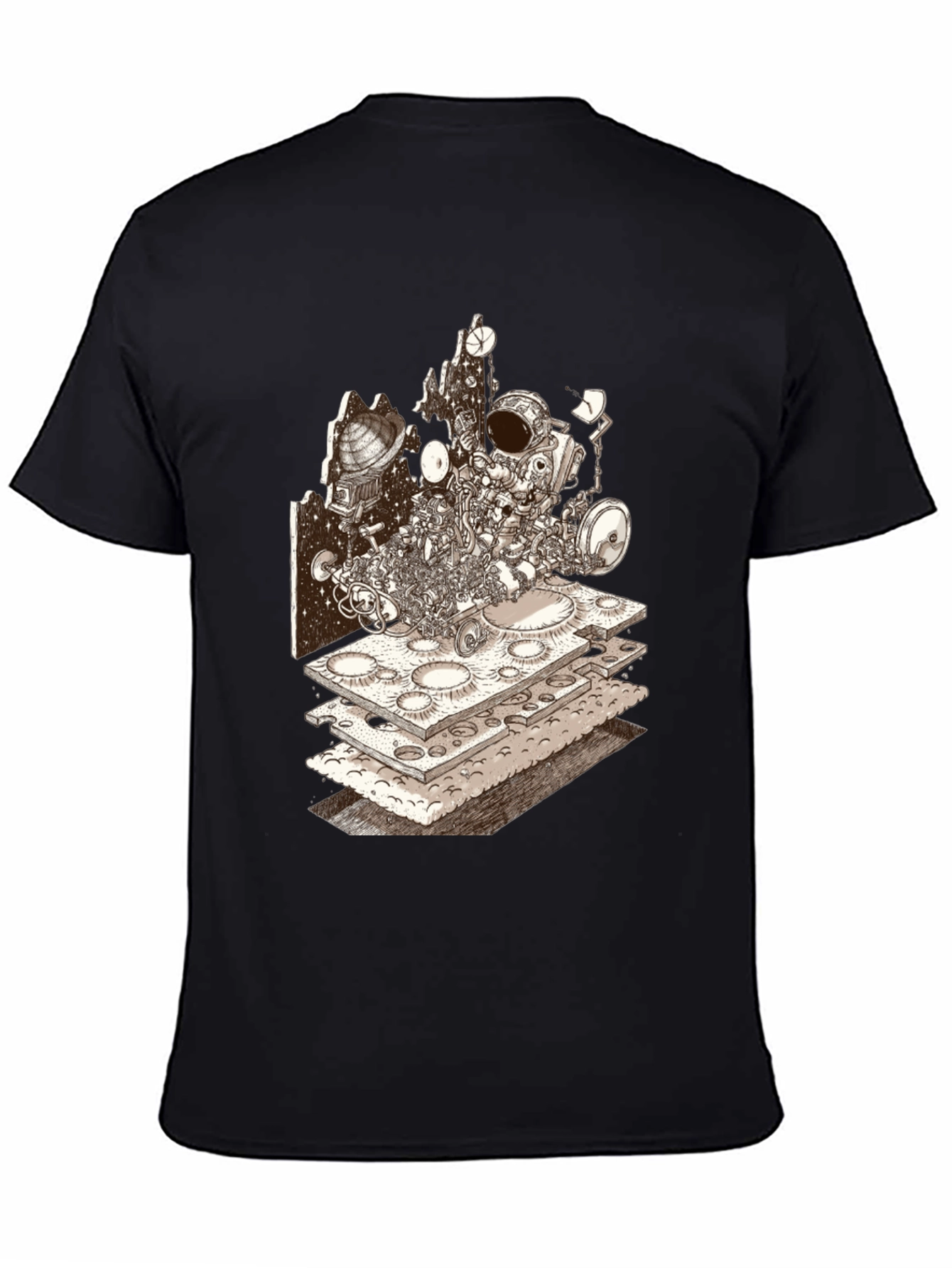 Astronaut Moon Layer T-Shirt - Sci-Fi Graphic Tee