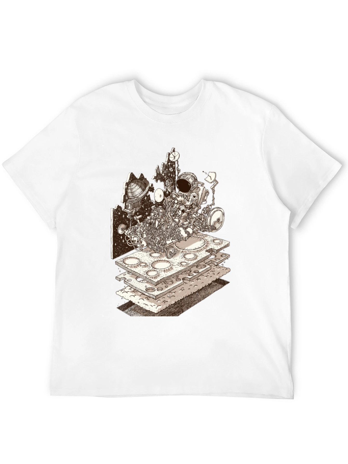 Astronaut Moon Layer T-Shirt - Sci-Fi Graphic Tee