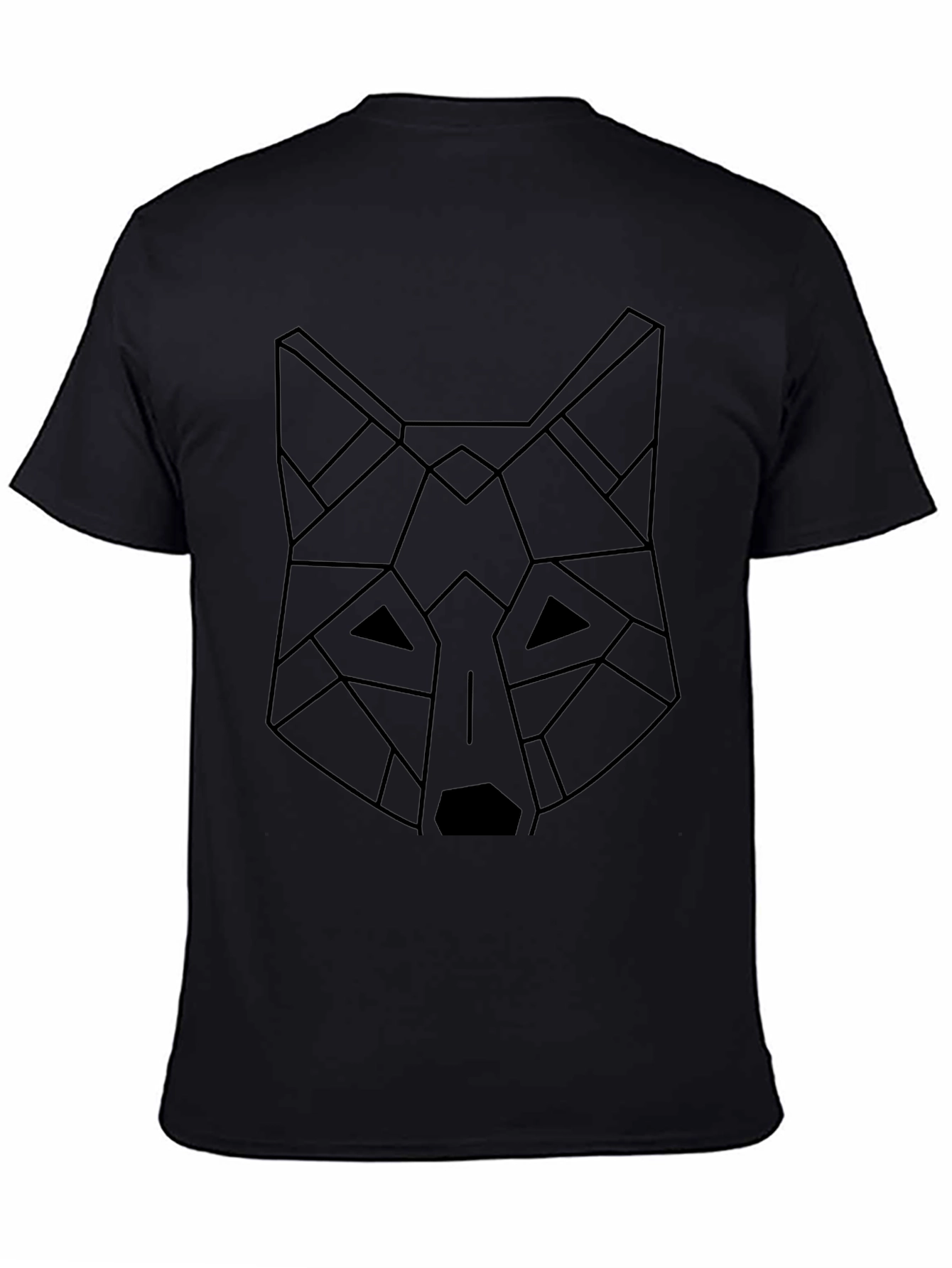 Geometric Wolf Graphic Black T-Shirt