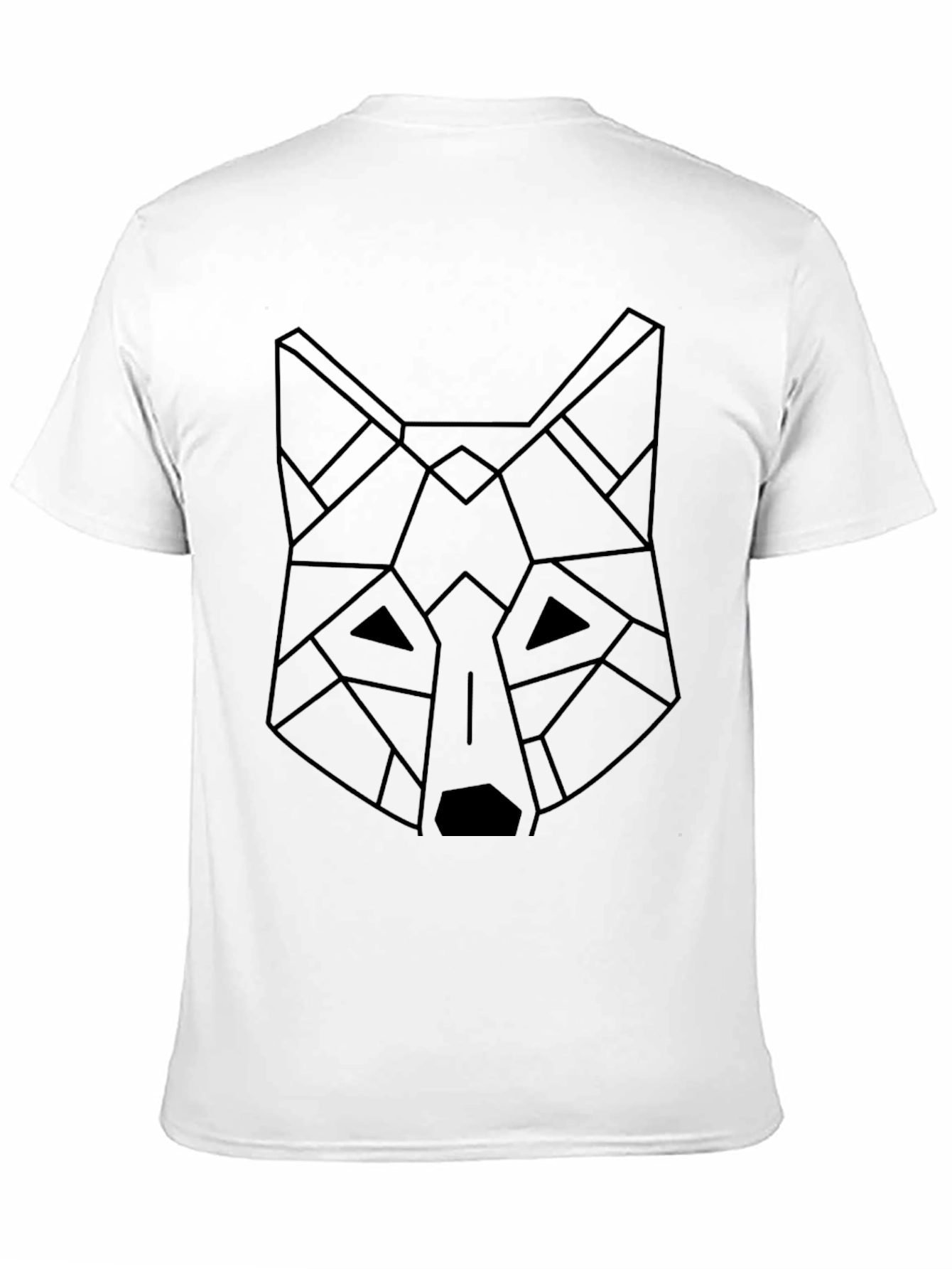 Geometric Wolf Graphic Black T-Shirt