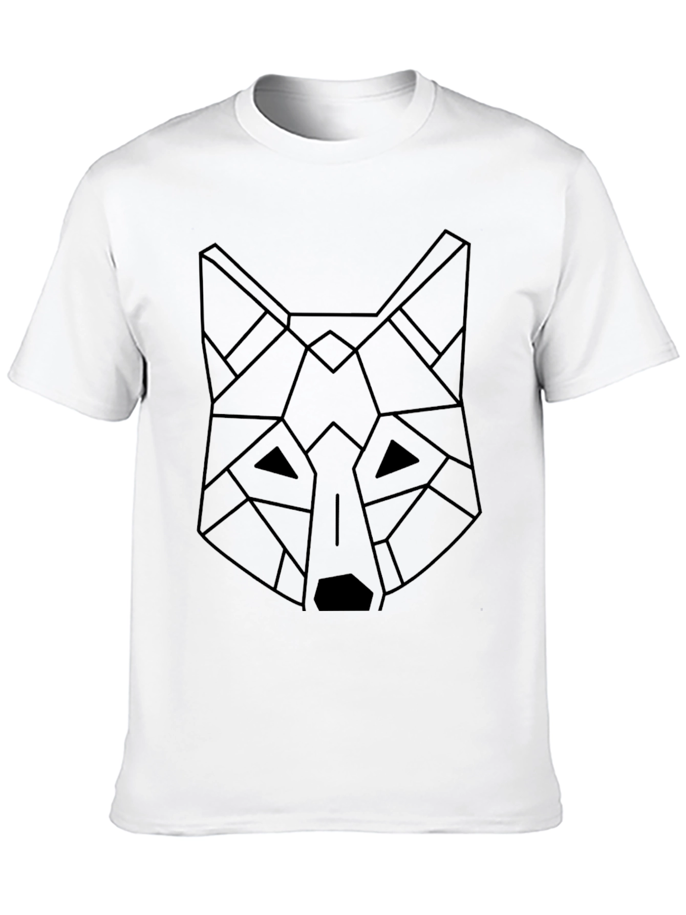 Geometric Wolf Graphic Black T-Shirt