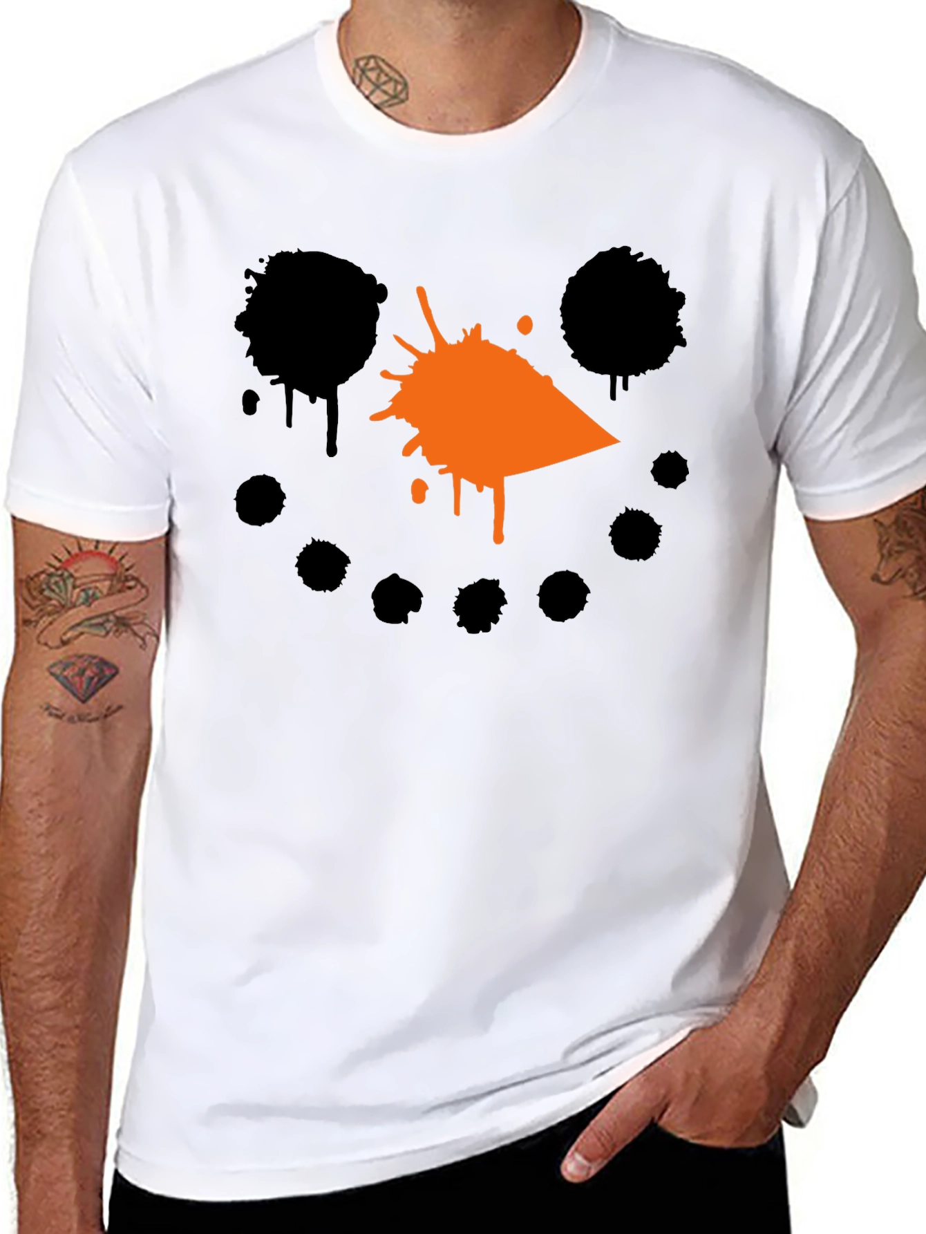 Snowman Splatter Graphic T-Shirt - Black