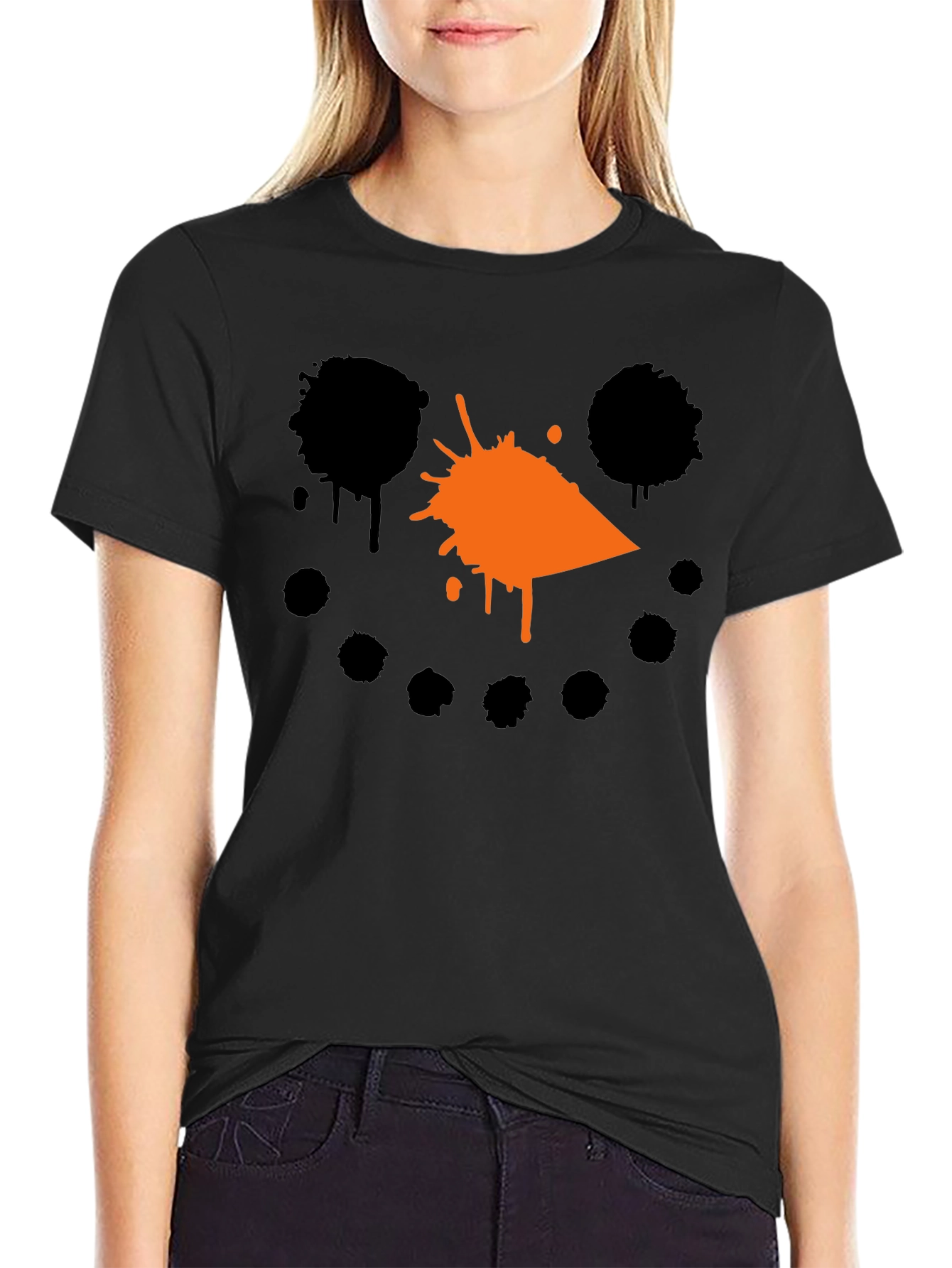 Snowman Splatter Graphic T-Shirt - Black