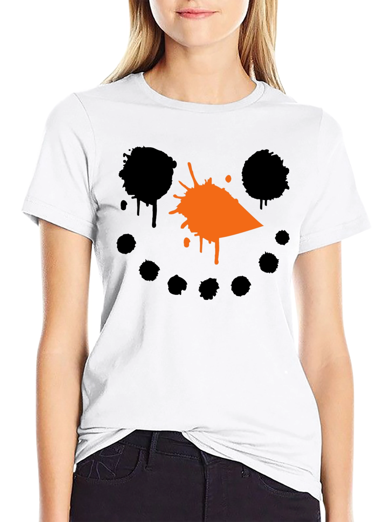 Snowman Splatter Graphic T-Shirt - Black
