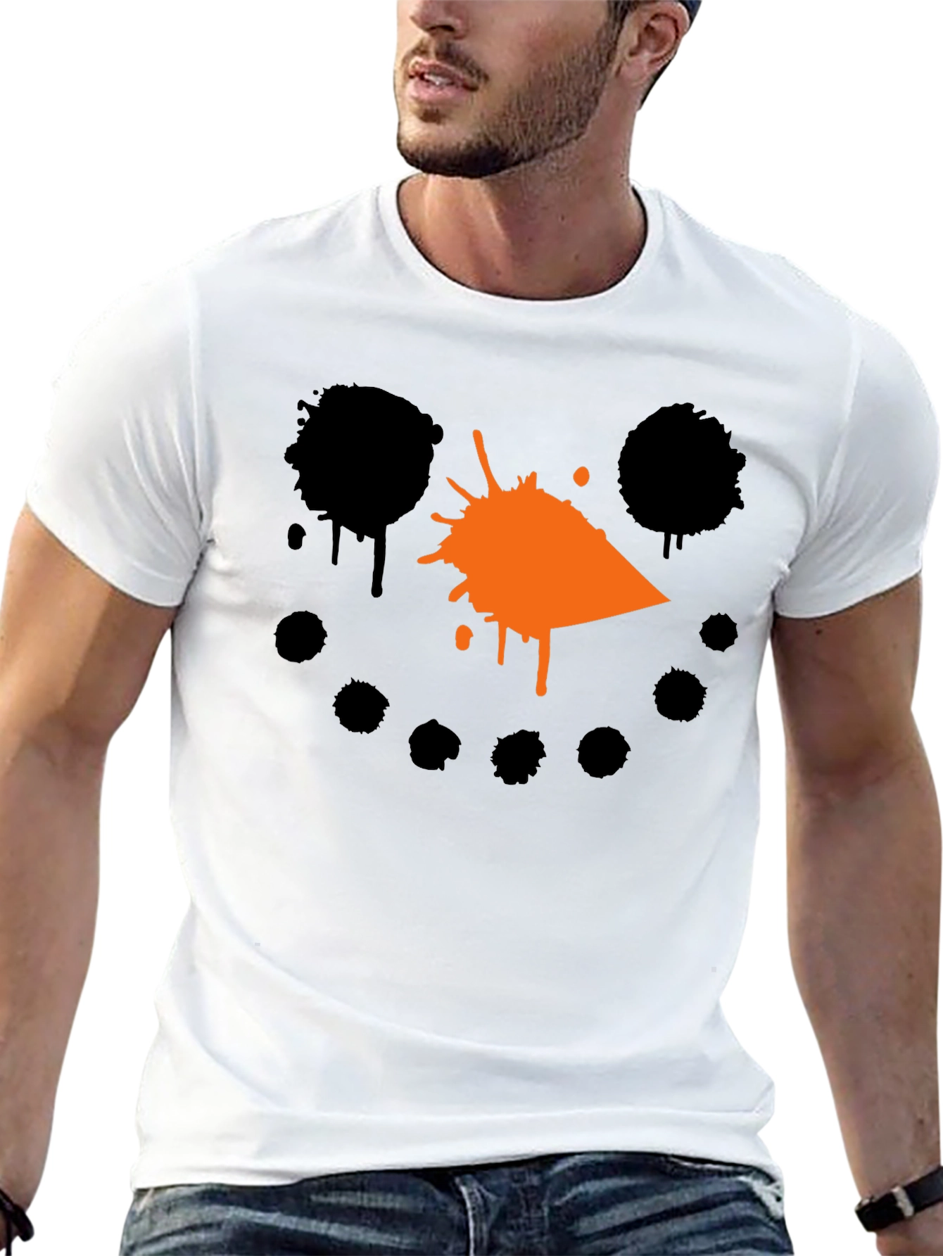 Snowman Splatter Graphic T-Shirt - Black