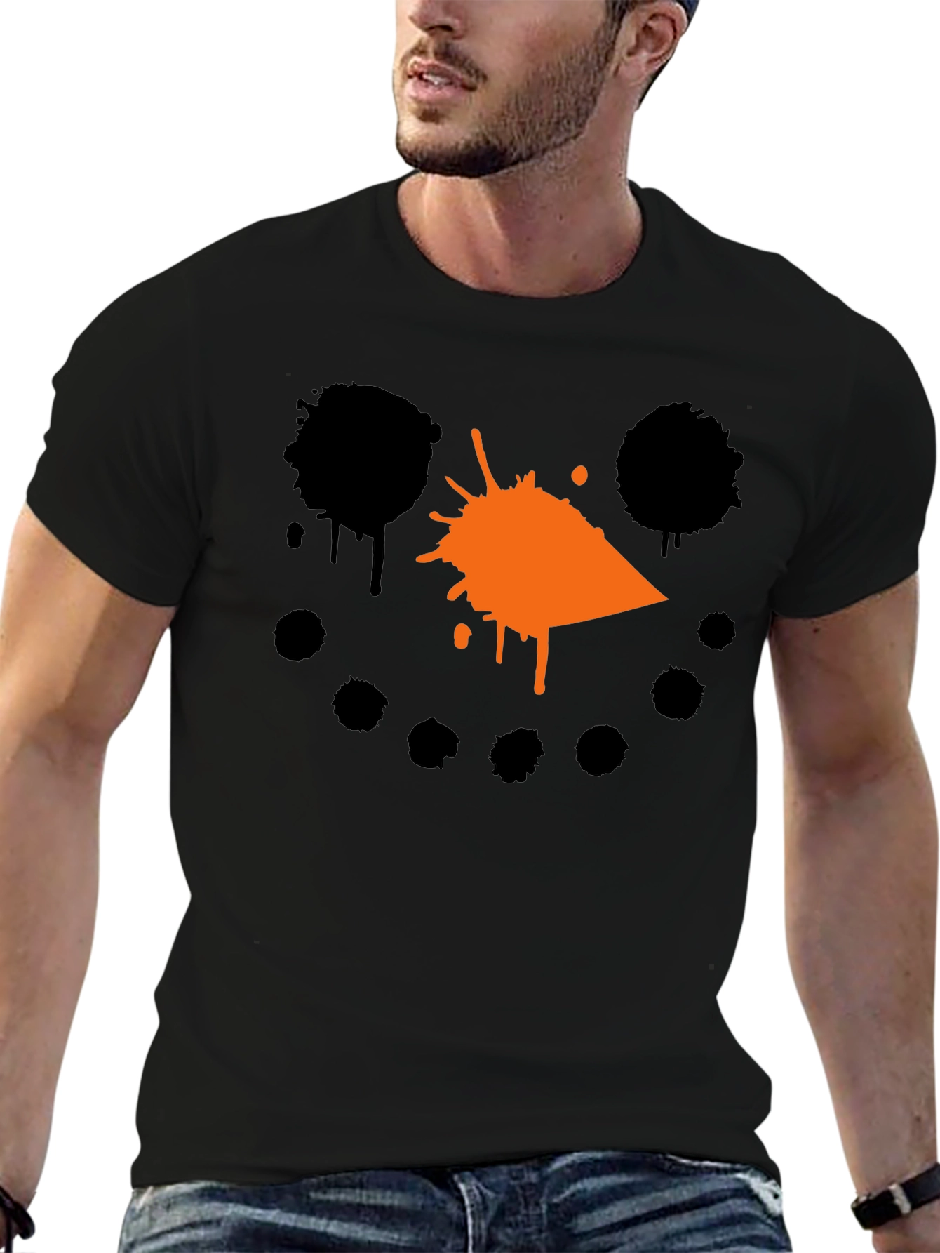 Snowman Splatter Graphic T-Shirt - Black
