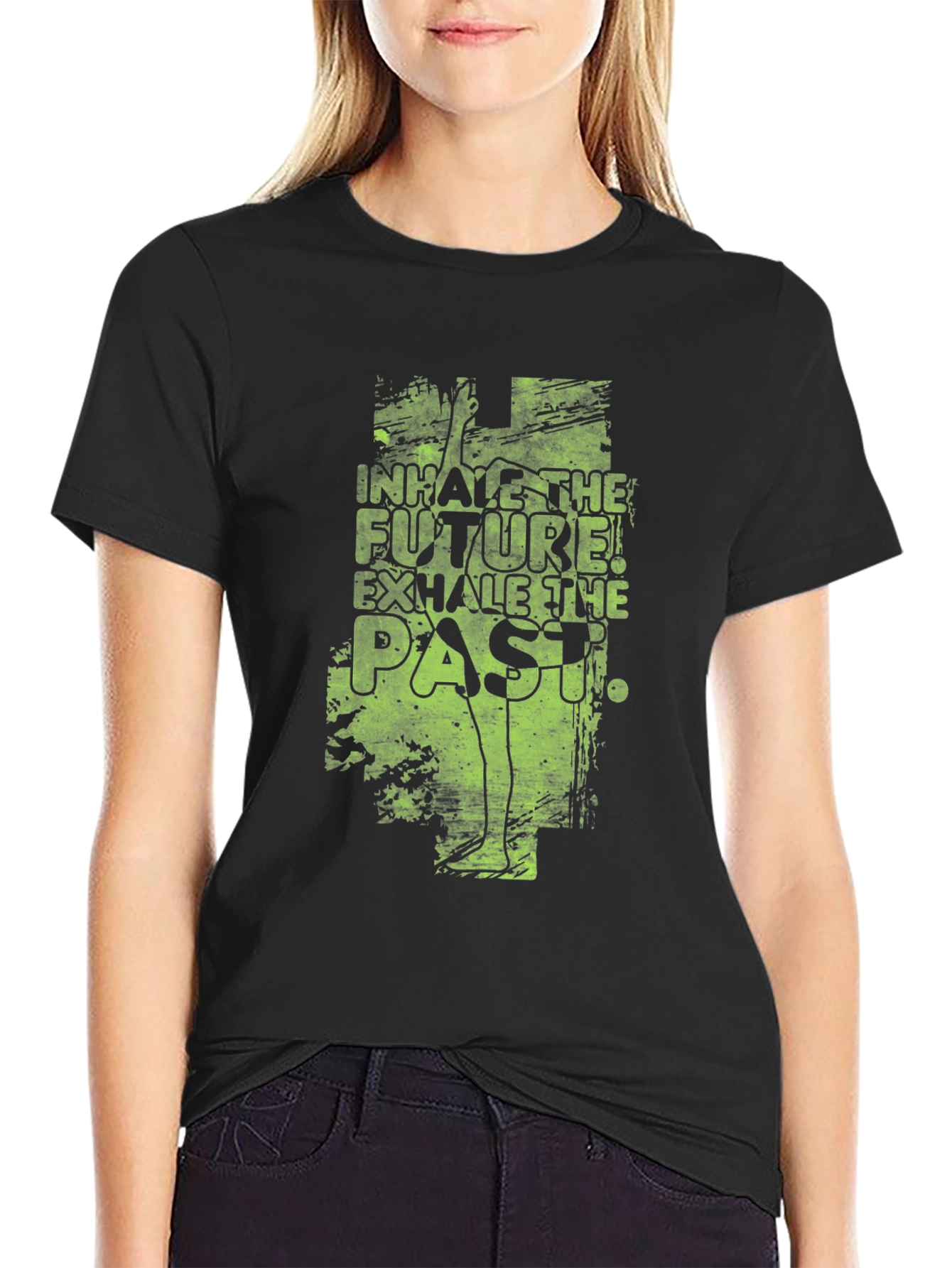 Inhale the Future Yoga Graphic Black T-Shirt
