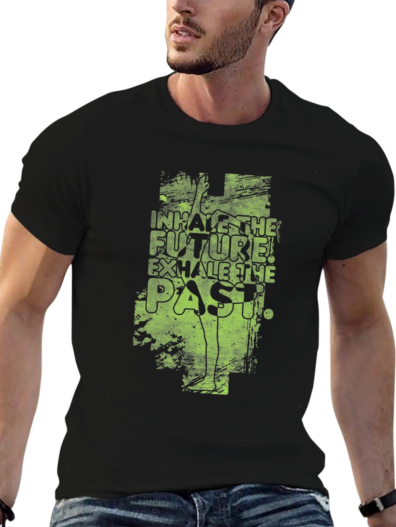 Inhale the Future Yoga Graphic Black T-Shirt