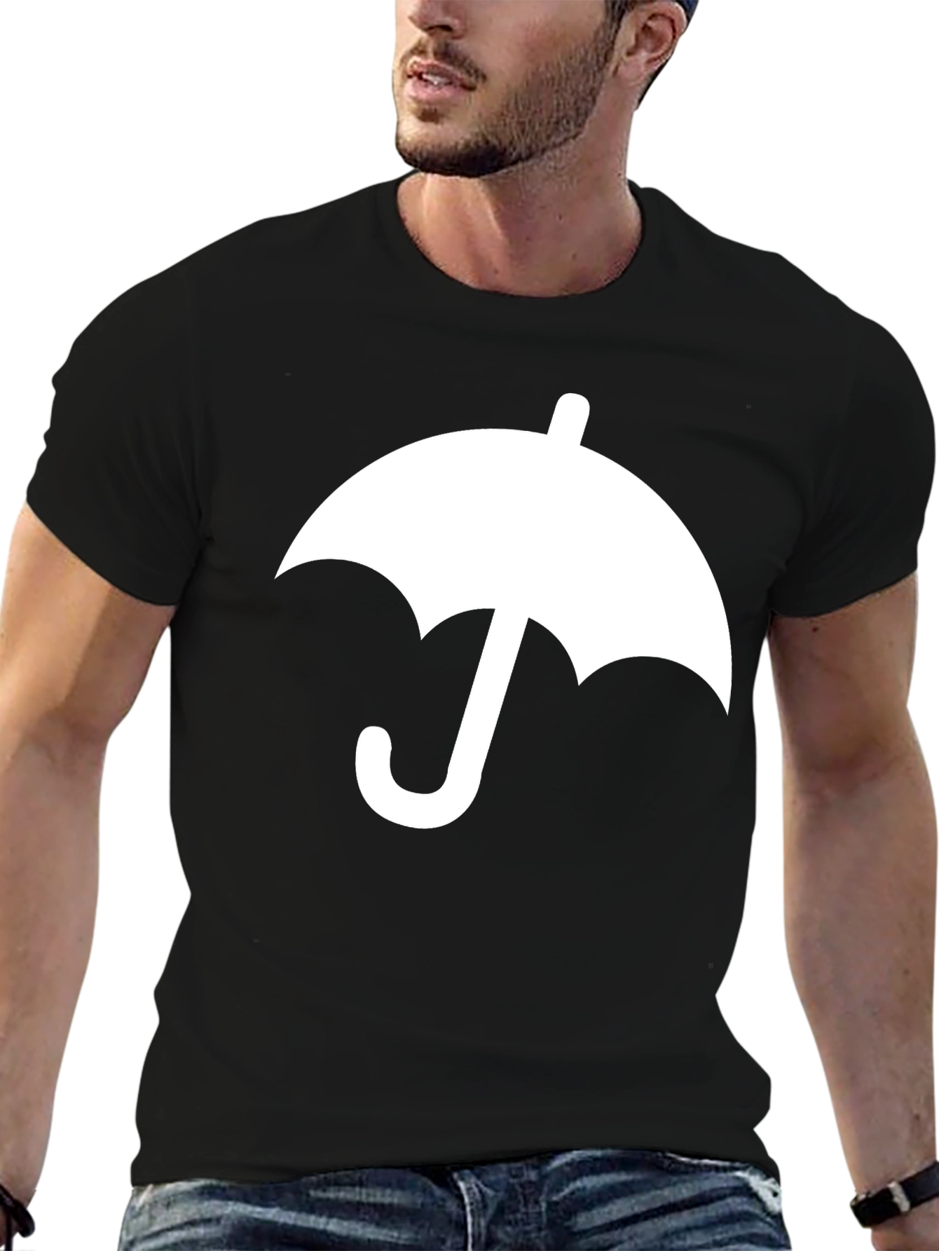 Umbrella Graphic Tee - Classic Black Cotton T-Shirt
