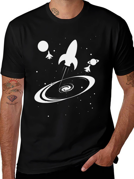 Space Rocket Black T-Shirt