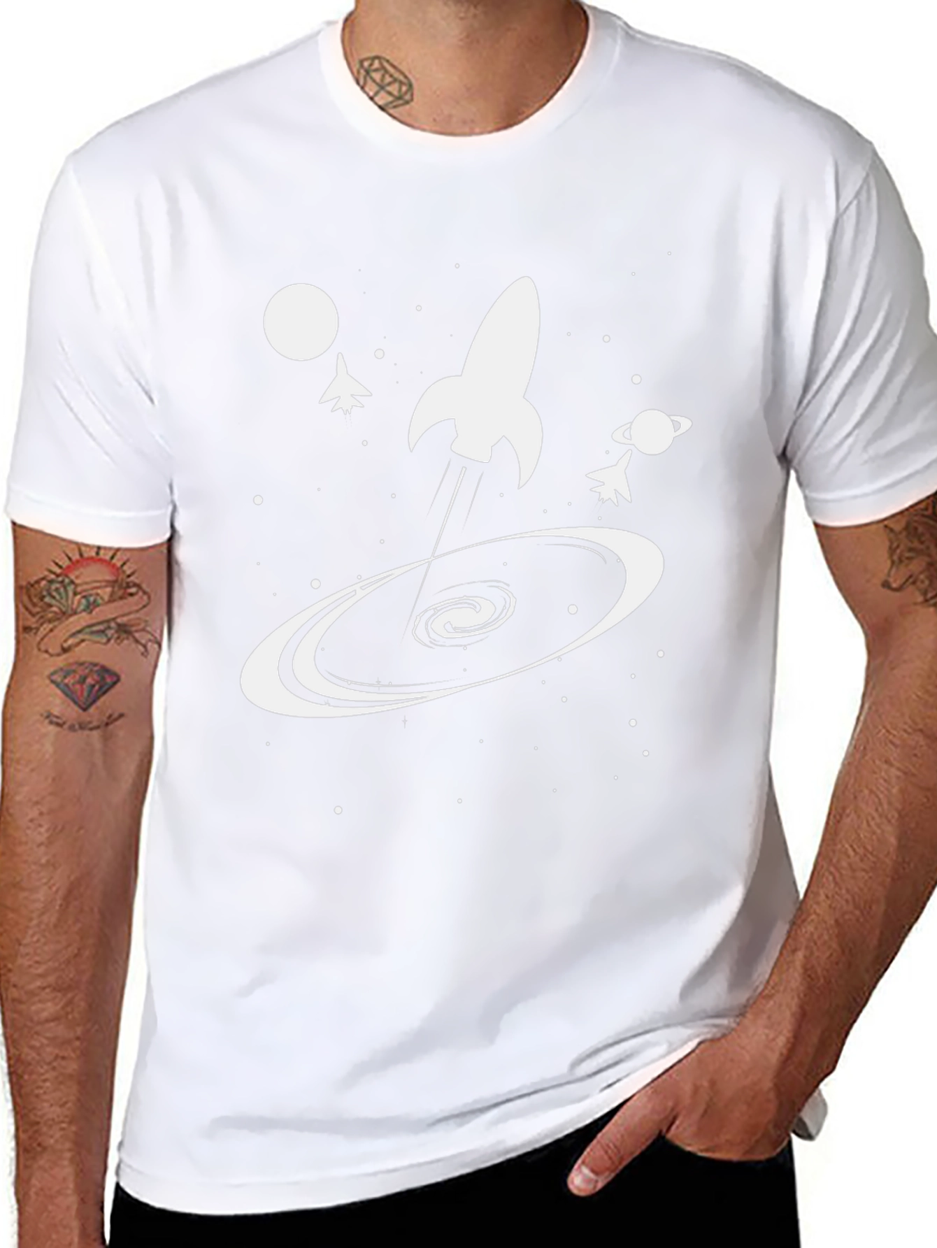 Space Rocket Black T-Shirt