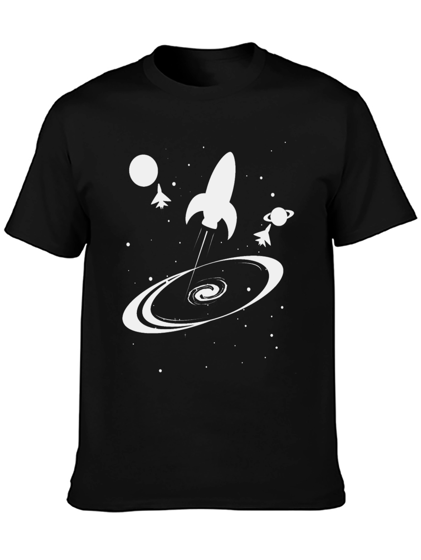 Space Rocket Black T-Shirt
